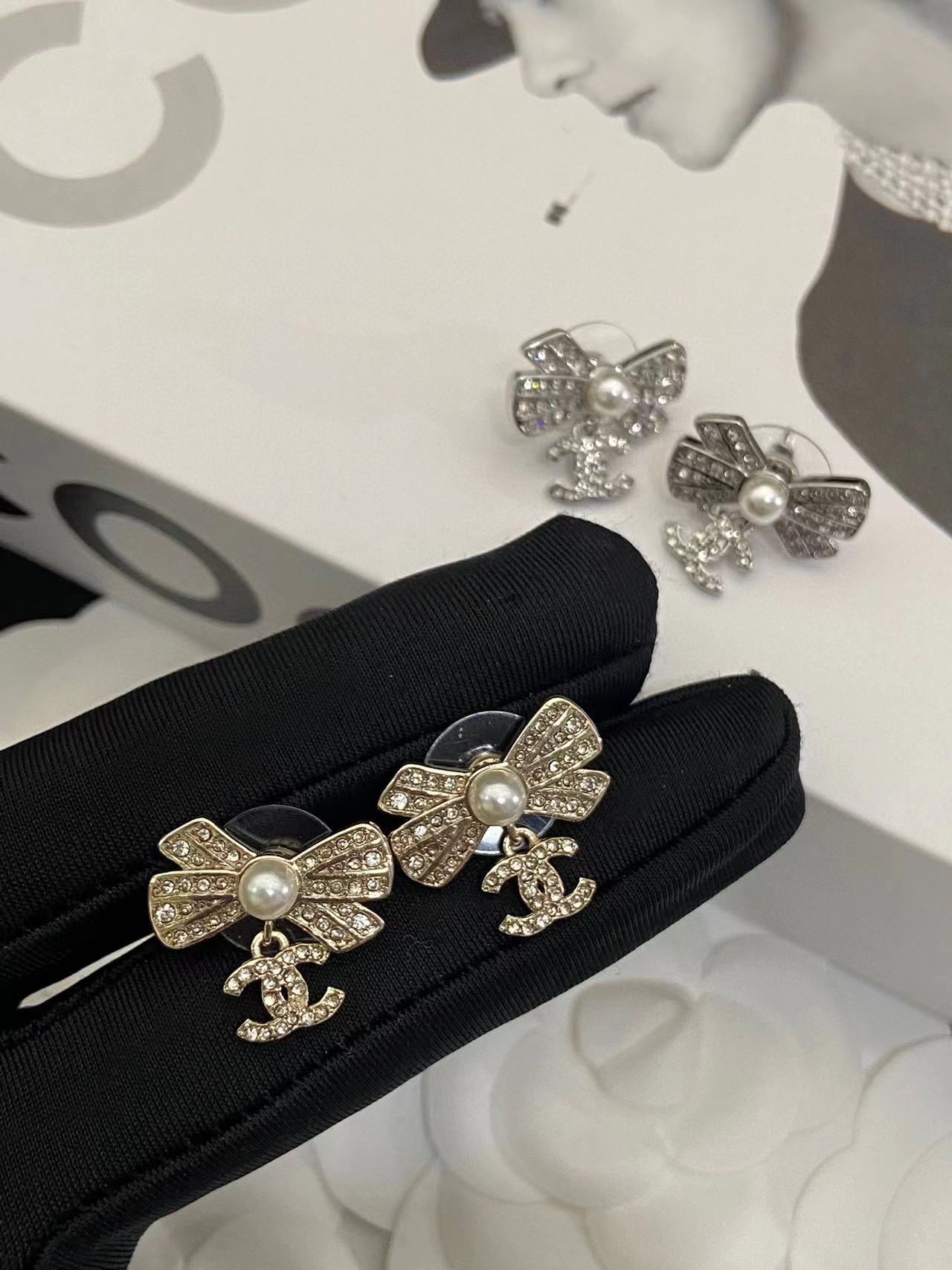 CHANE1 パールボウピアス【50％割引+送料無料】