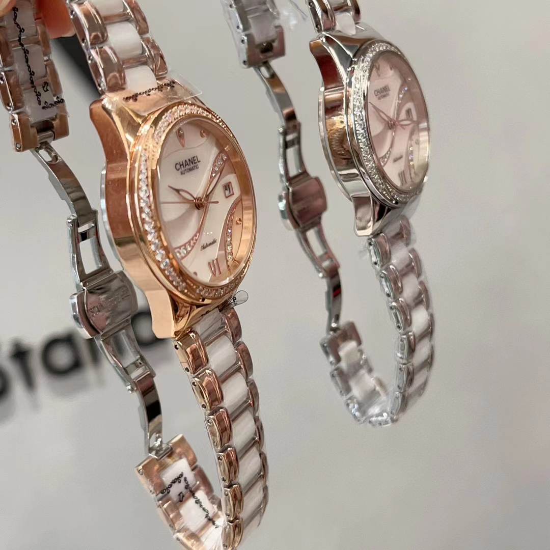 CHANE1 高品質スチールバンド機械式ダイヤモンドレディース腕時計【50％割引+送料無料】