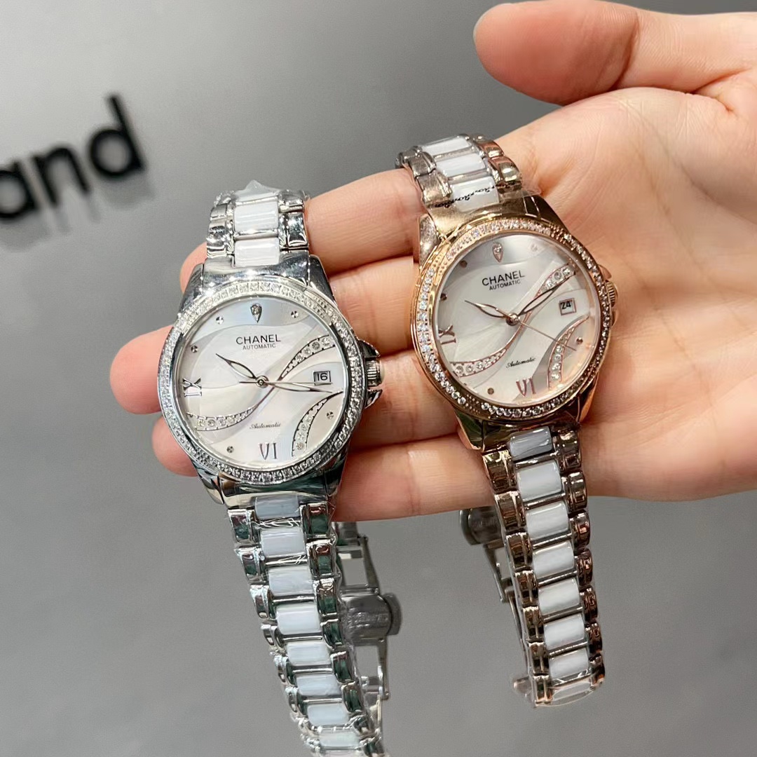 CHANE1 高品質スチールバンド機械式ダイヤモンドレディース腕時計【50％割引+送料無料】