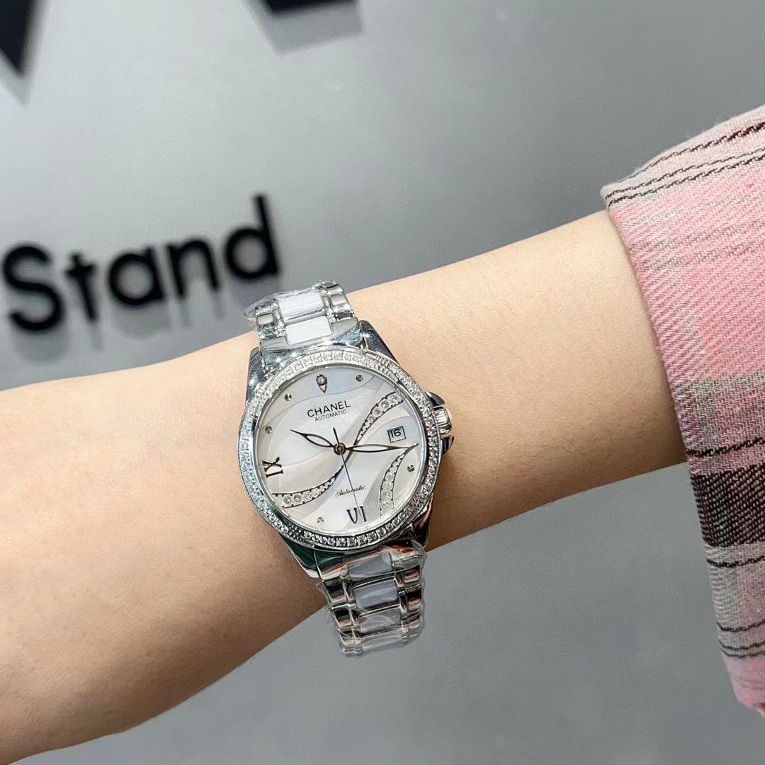 CHANE1 高品質スチールバンド機械式ダイヤモンドレディース腕時計【50％割引+送料無料】