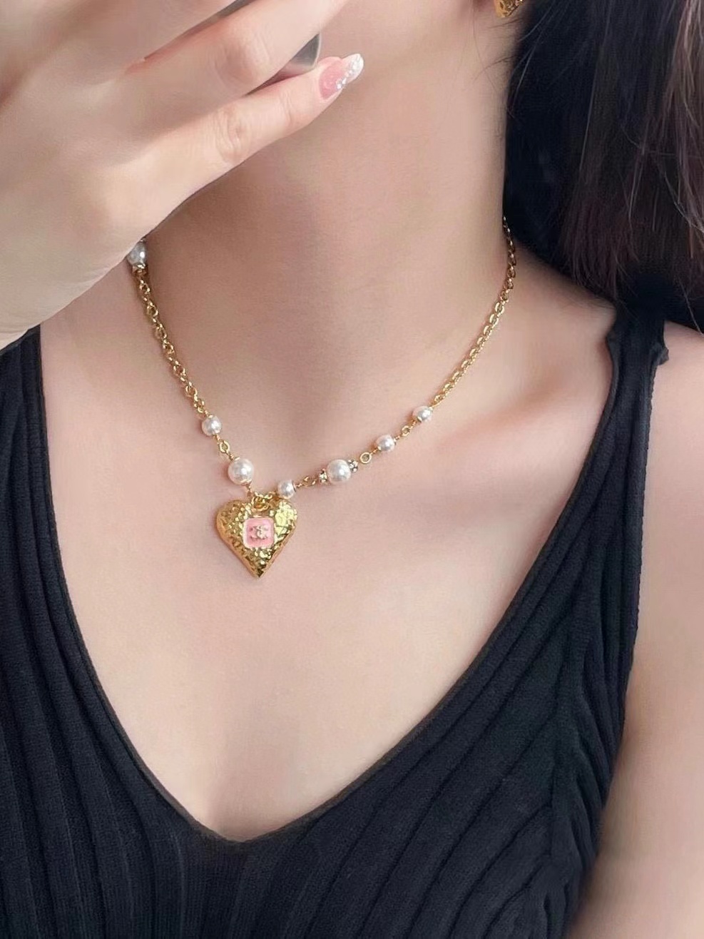CHANE1 ハートパールネックレス【50％割引+送料無料】