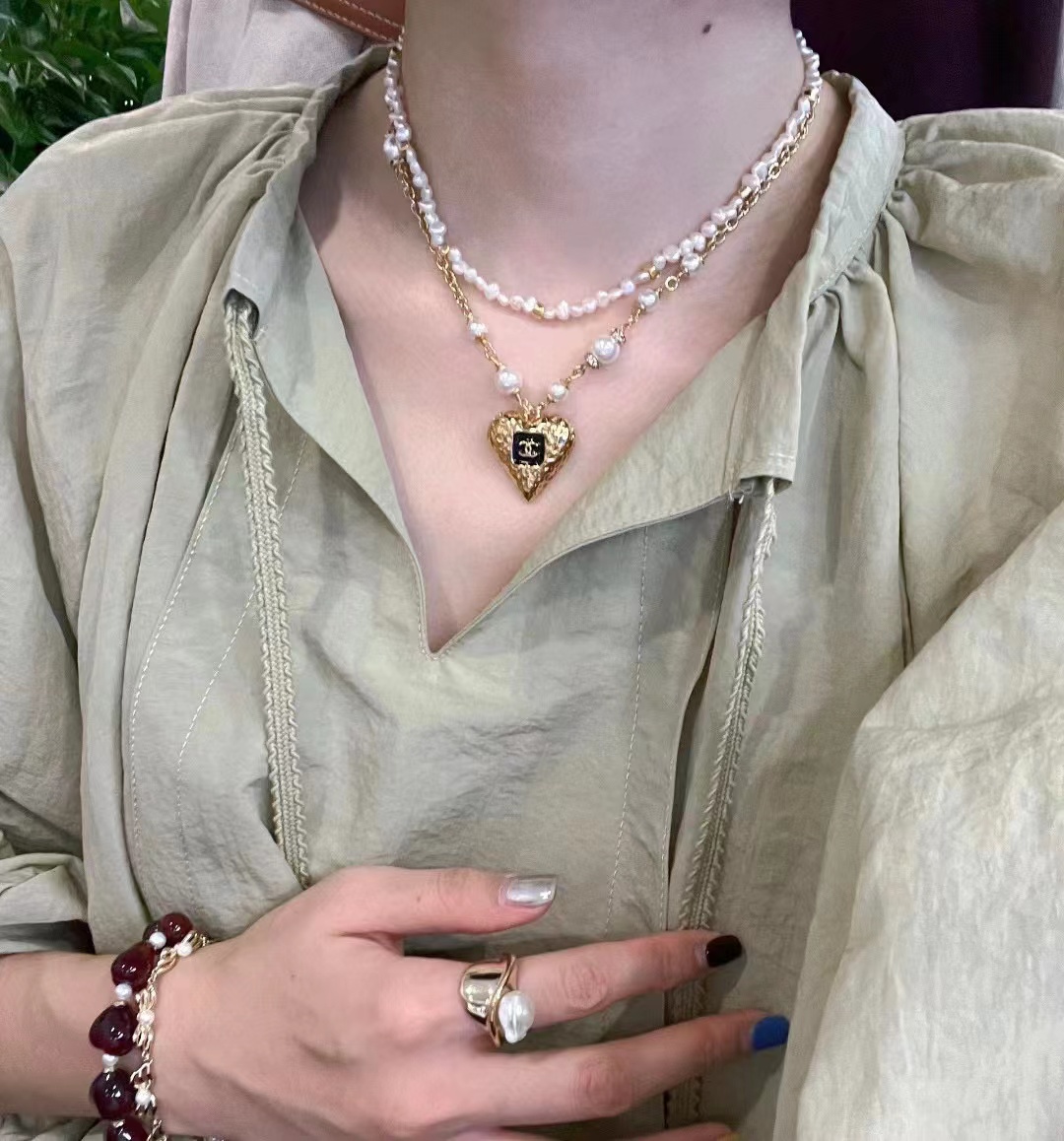 CHANE1 ハートパールネックレス【50％割引+送料無料】