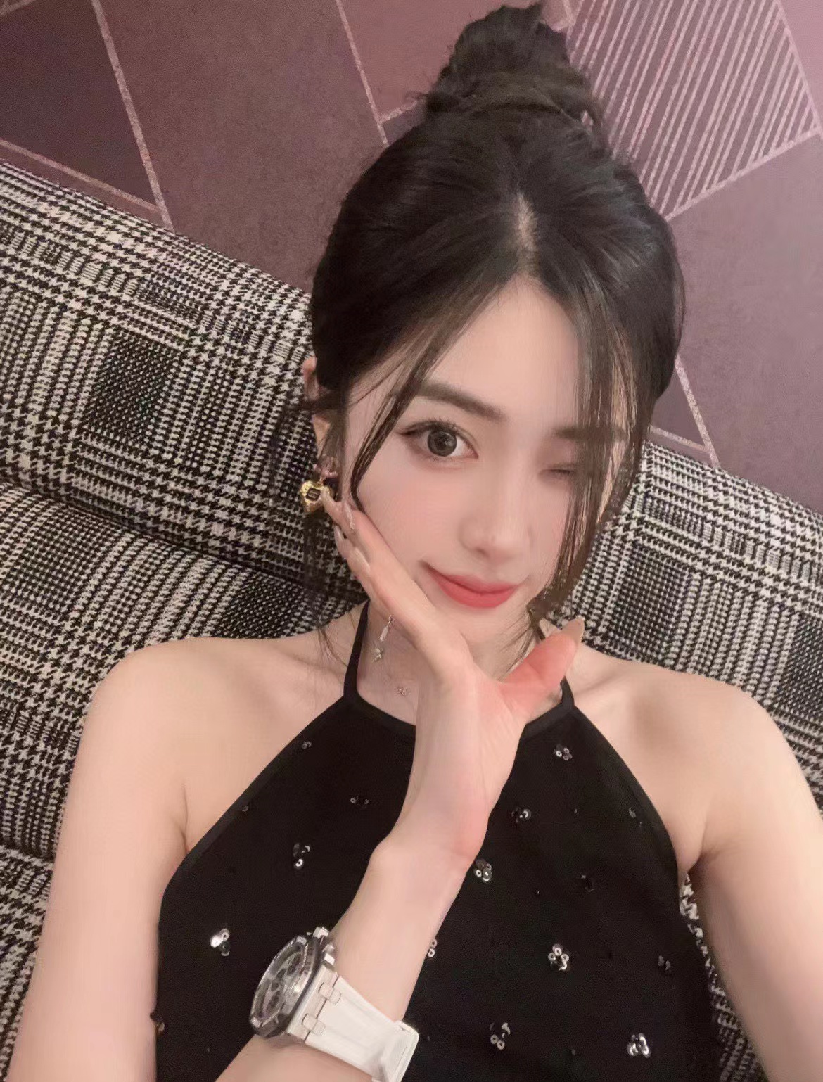 CHANE1 23K ピーチ ハート ダブル C エナメル イヤリング【50％割引+送料無料】