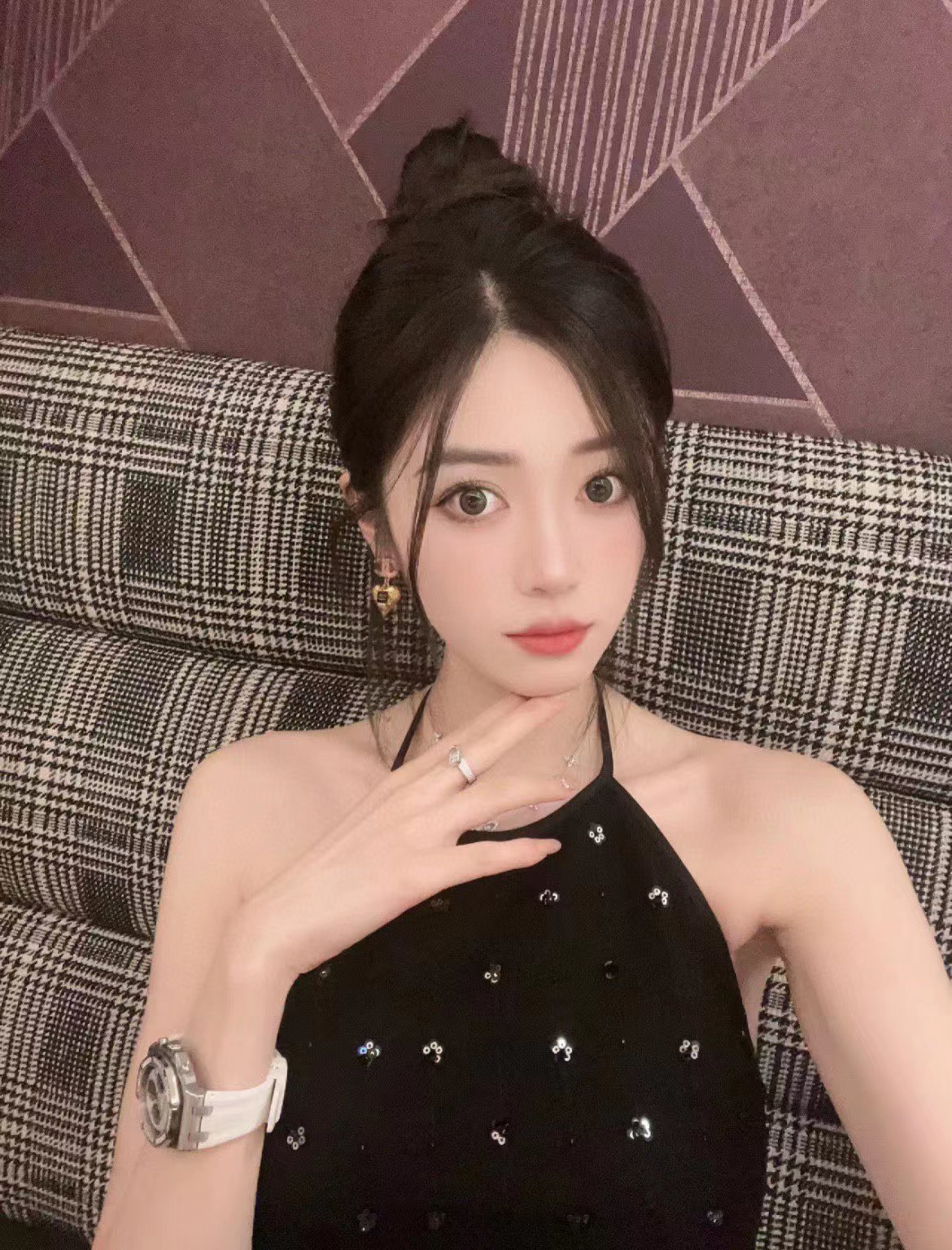 CHANE1 23K ピーチ ハート ダブル C エナメル イヤリング【50％割引+送料無料】