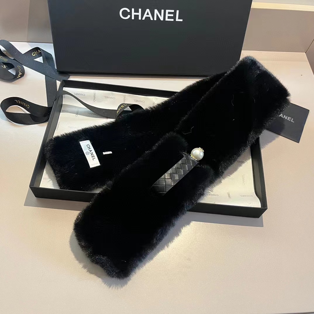 CHANE1 パールロゴファースカーフ【50％割引+送料無料】