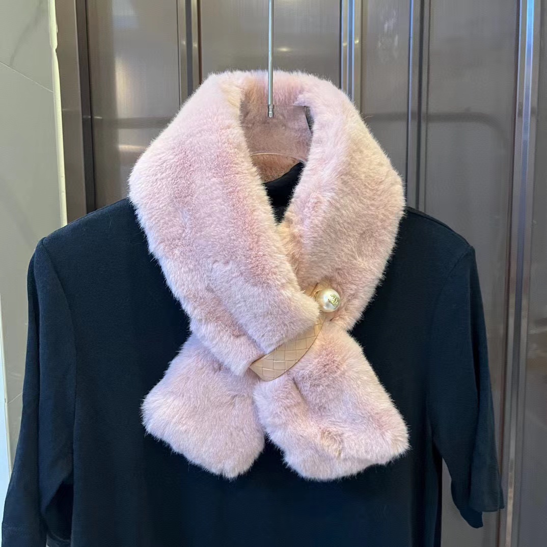 CHANE1 パールロゴファースカーフ【50％割引+送料無料】