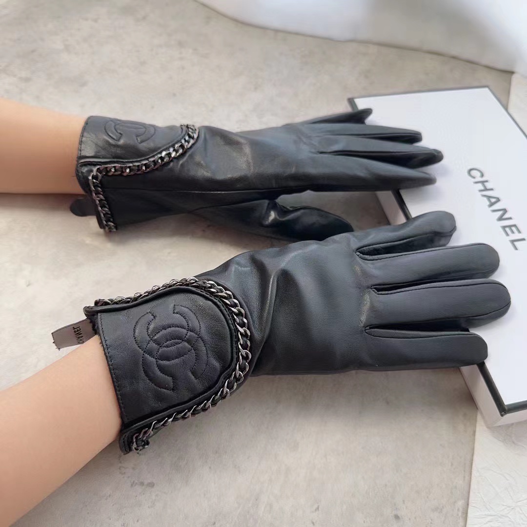 CHANE1 シープスキン ダブル C チェーン グローブ【50％割引+送料無料】