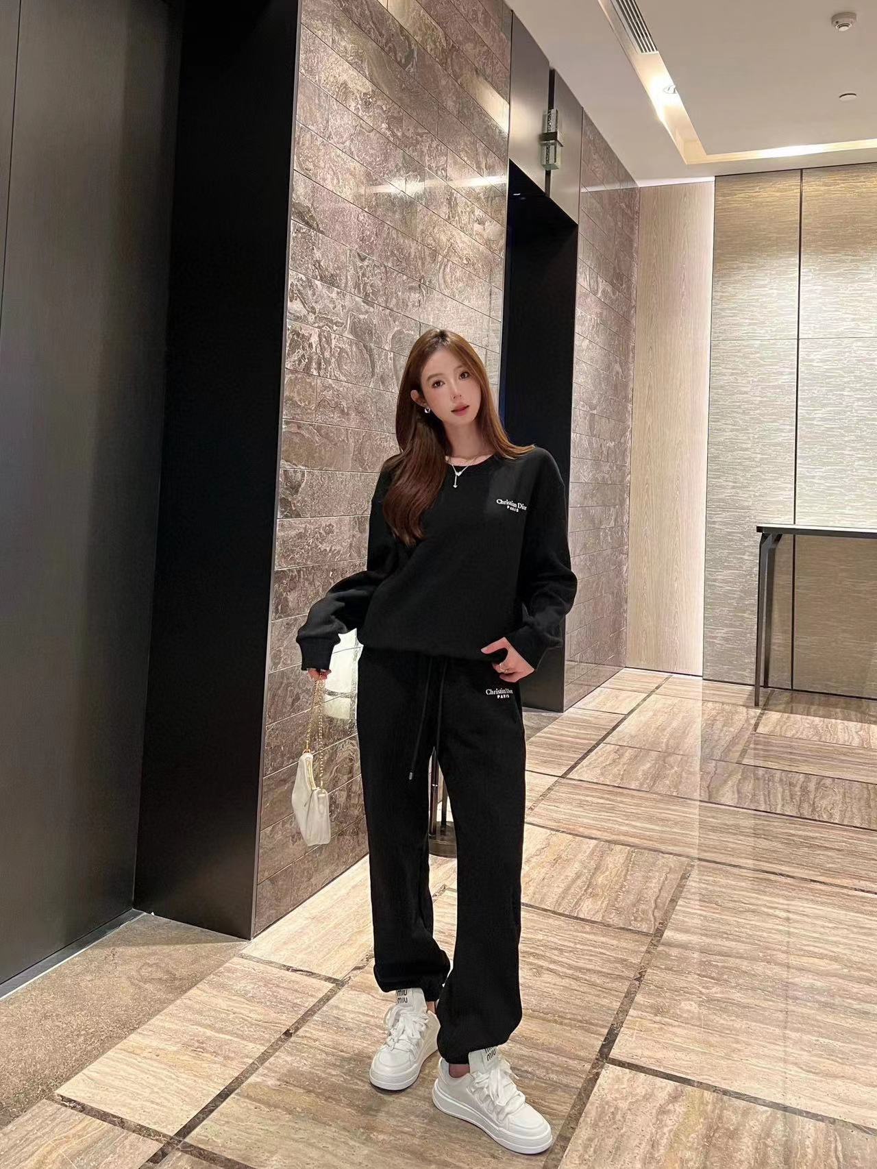 DI0R 長袖クルーネックトップス+パンツ2点セット【50％割引+送料無料】