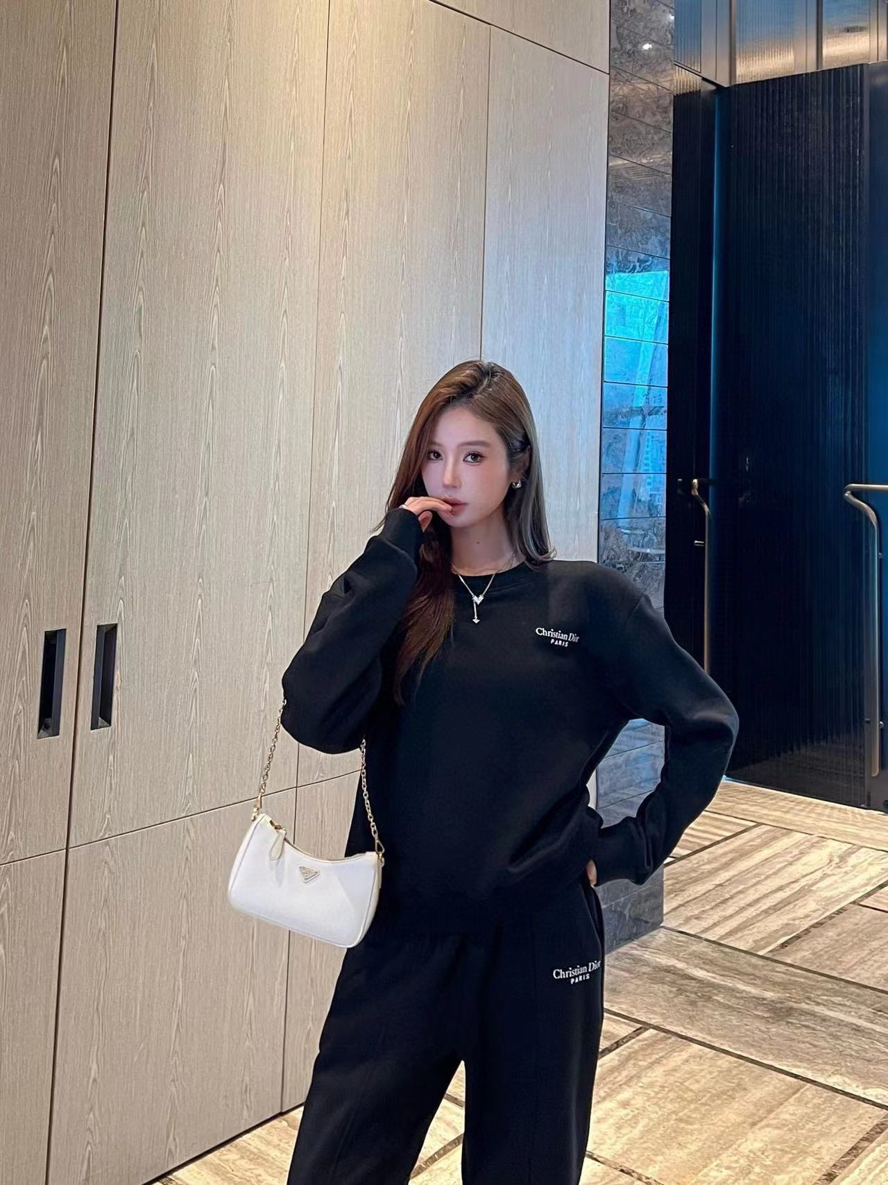 DI0R 長袖クルーネックトップス+パンツ2点セット【50％割引+送料無料】