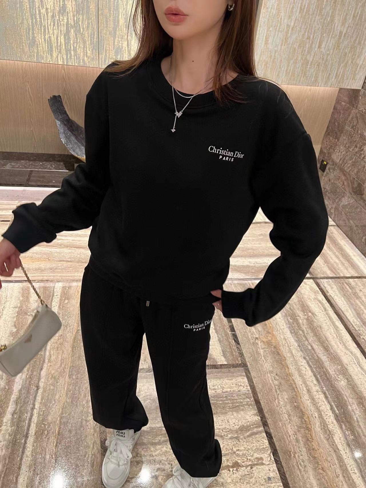 DI0R 長袖クルーネックトップス+パンツ2点セット【50％割引+送料無料】