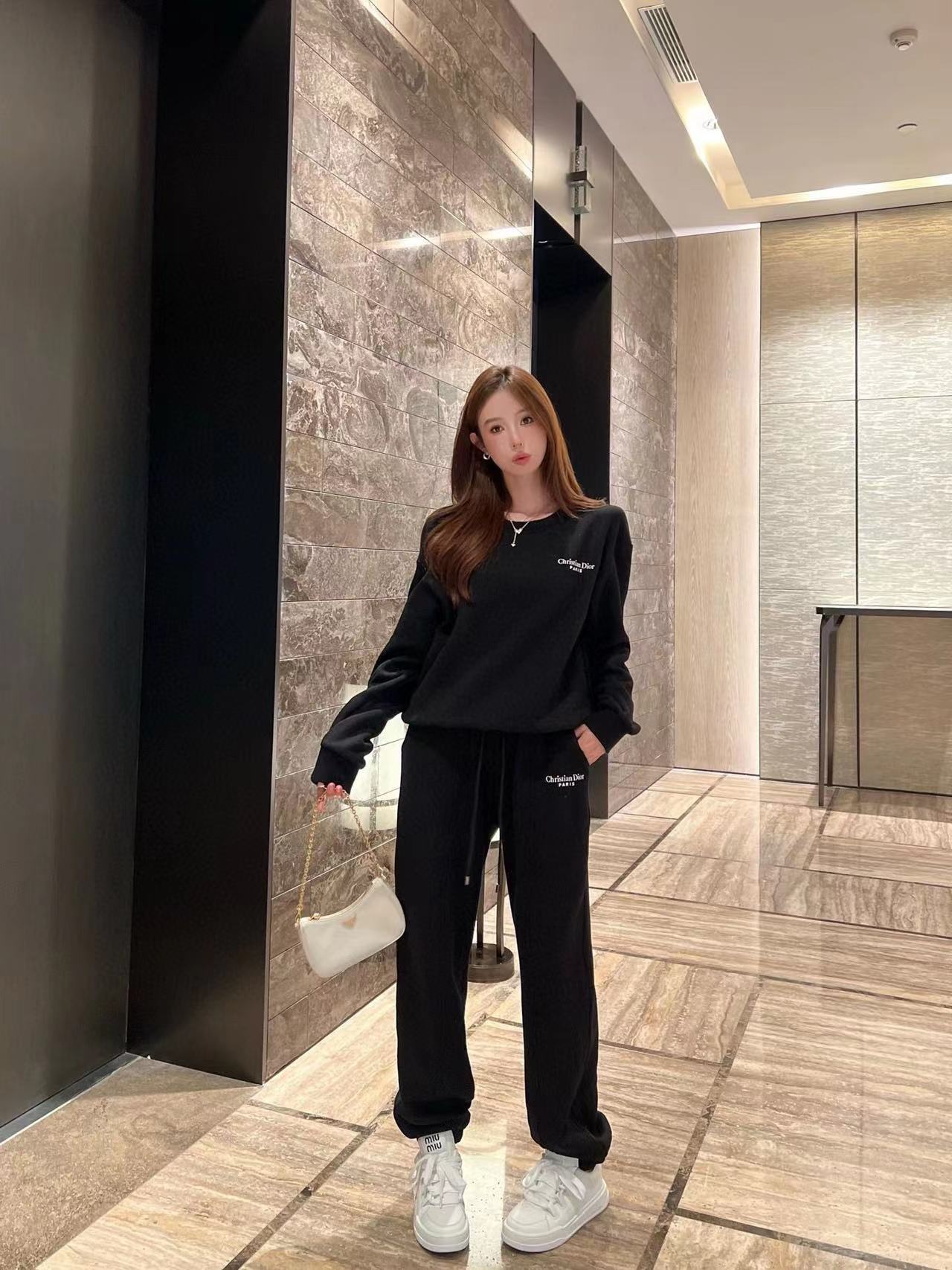 DI0R 長袖クルーネックトップス+パンツ2点セット【50％割引+送料無料】