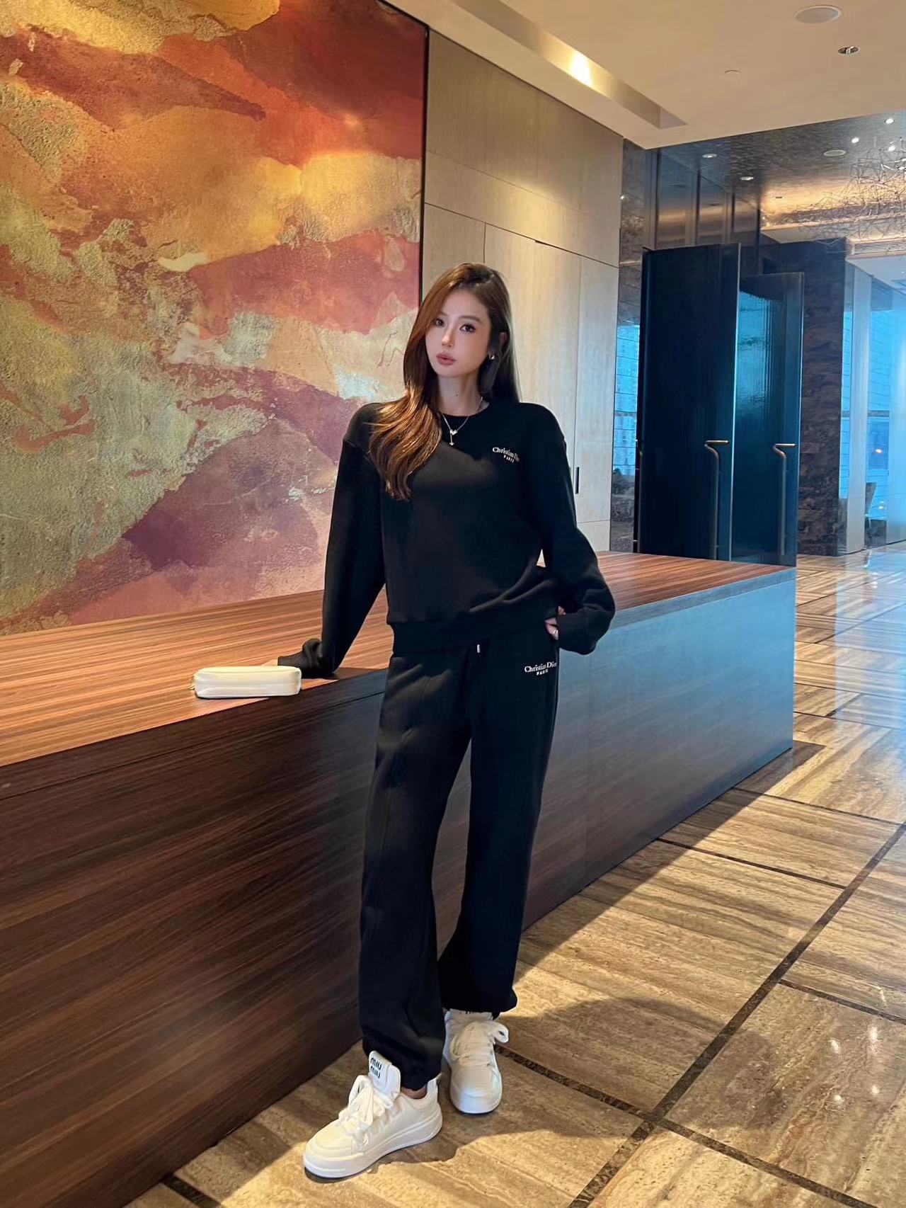 DI0R 長袖クルーネックトップス+パンツ2点セット【50％割引+送料無料】