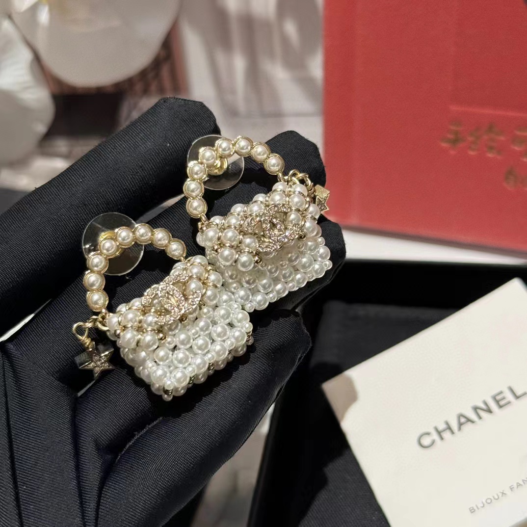 CHANE1 パール五芒星バッグピアス【50％割引+送料無料】