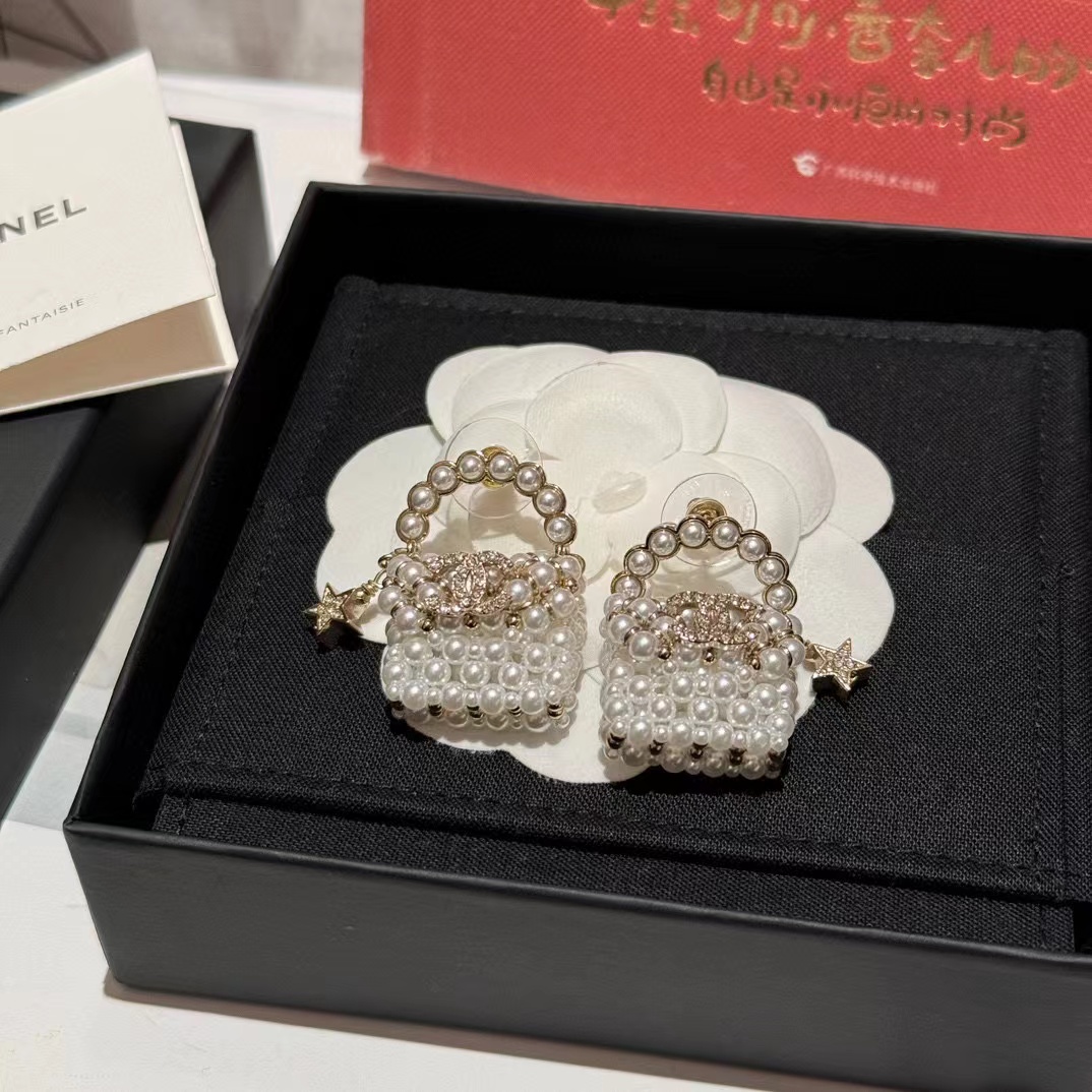 CHANE1 パール五芒星バッグピアス【50％割引+送料無料】