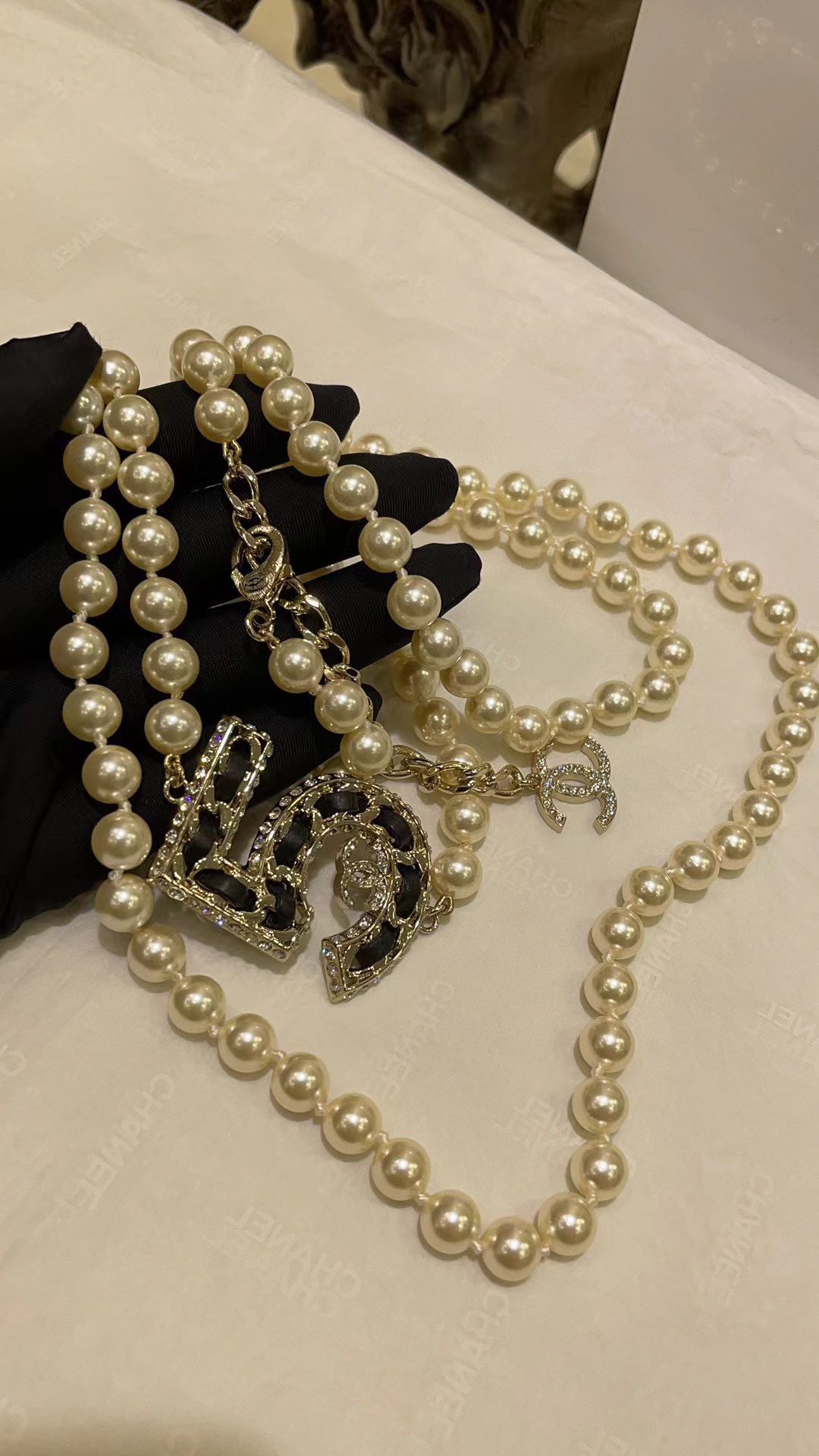 CHANE1 二層パールセーターチェーン【50％割引+送料無料】