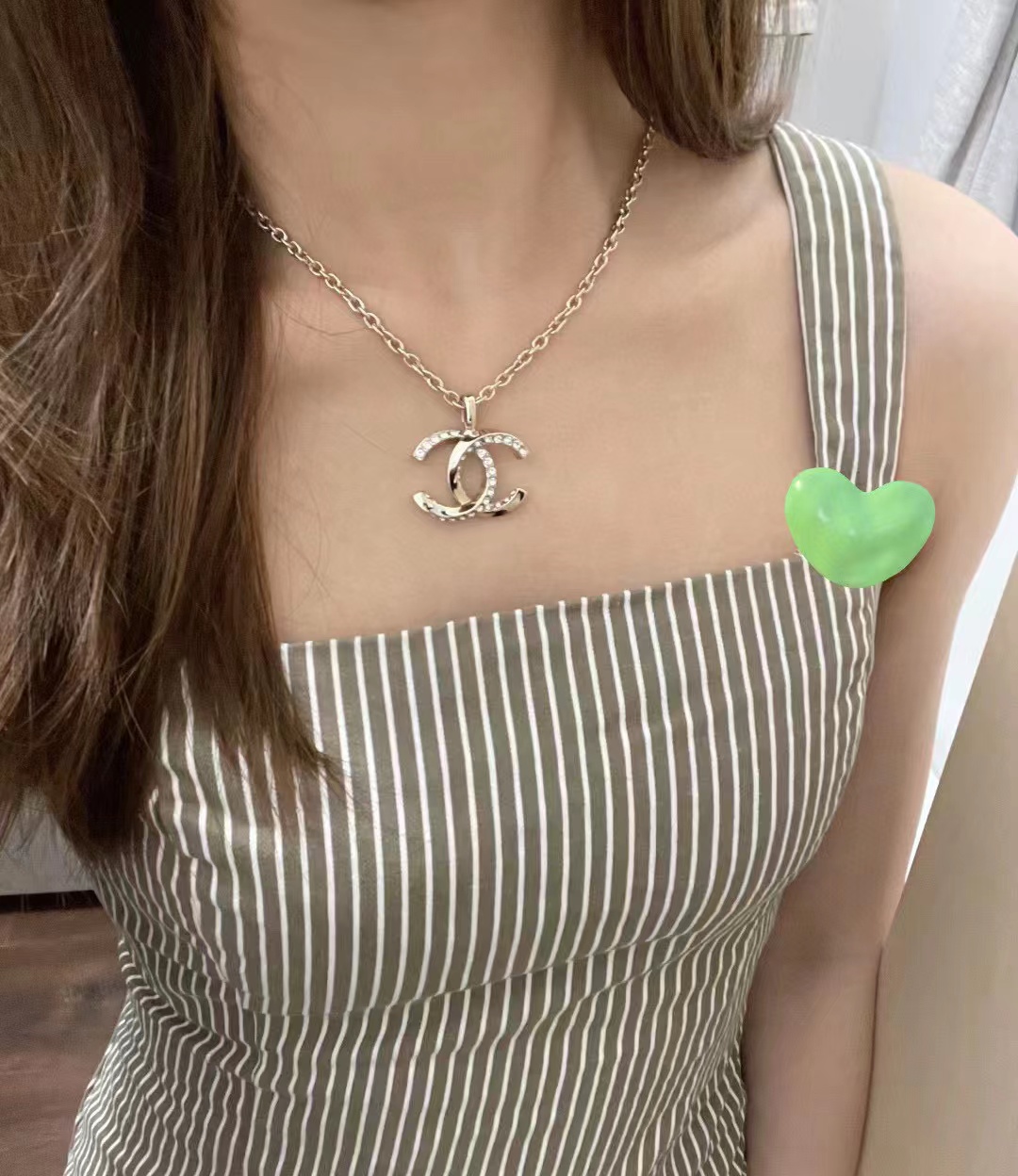 CHANE1 ダイヤモンド ダブルC シンプルネックレス【50％割引+送料無料】