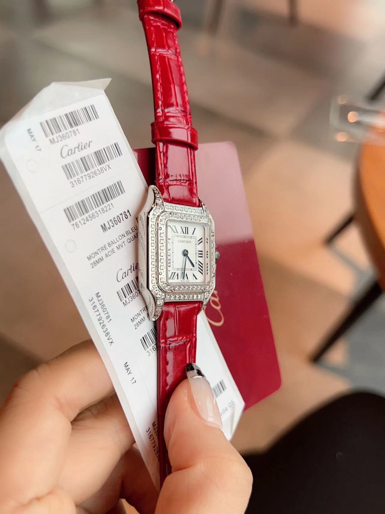 Cart1er de Panthere ダイヤモンド革ベルトのレディース腕時計【50％割引+送料無料】