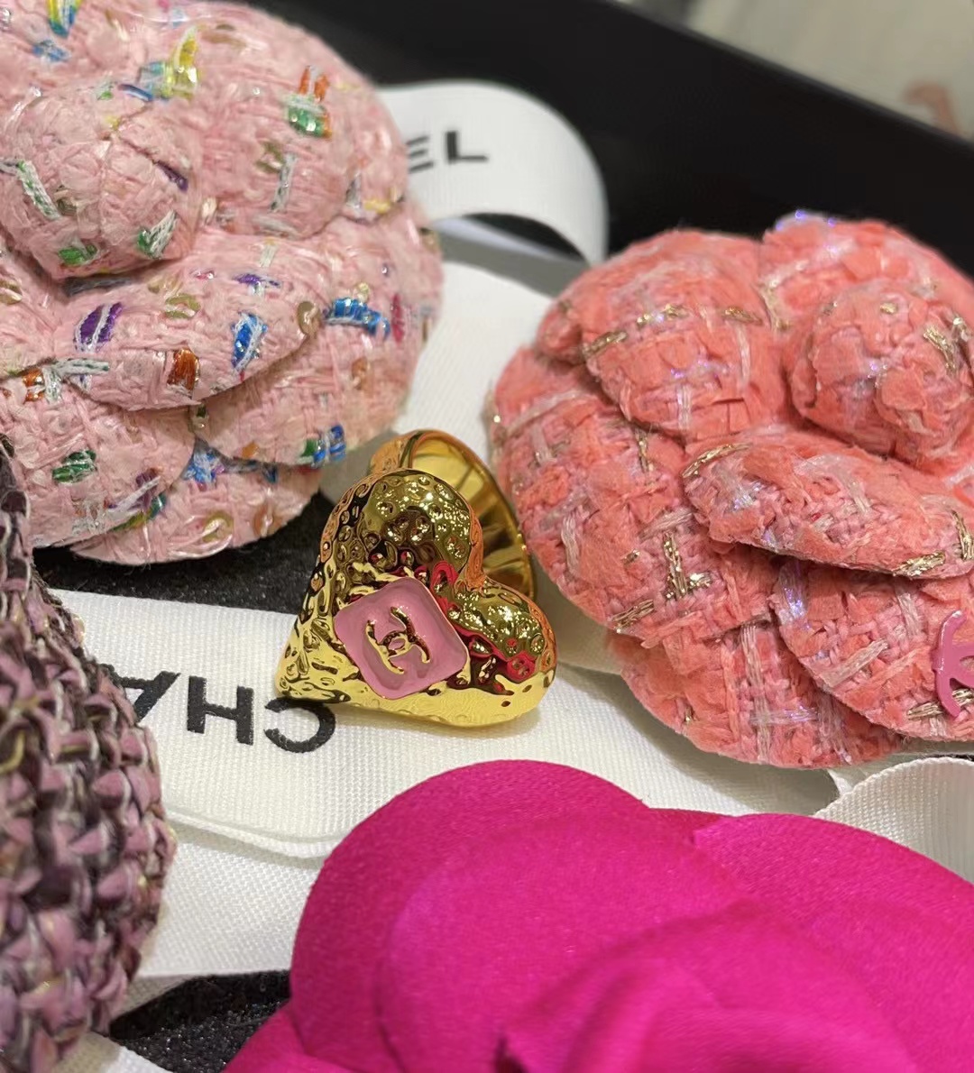 CHANE1 ダブルC ピーチハートリング【50％割引+送料無料】