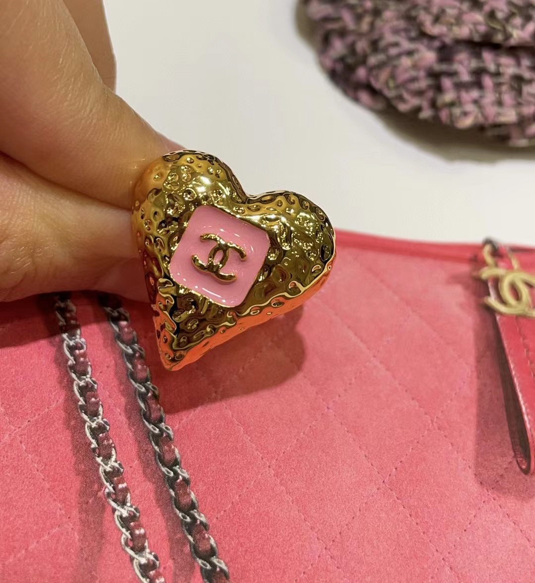 CHANE1 ダブルC ピーチハートリング【50％割引+送料無料】