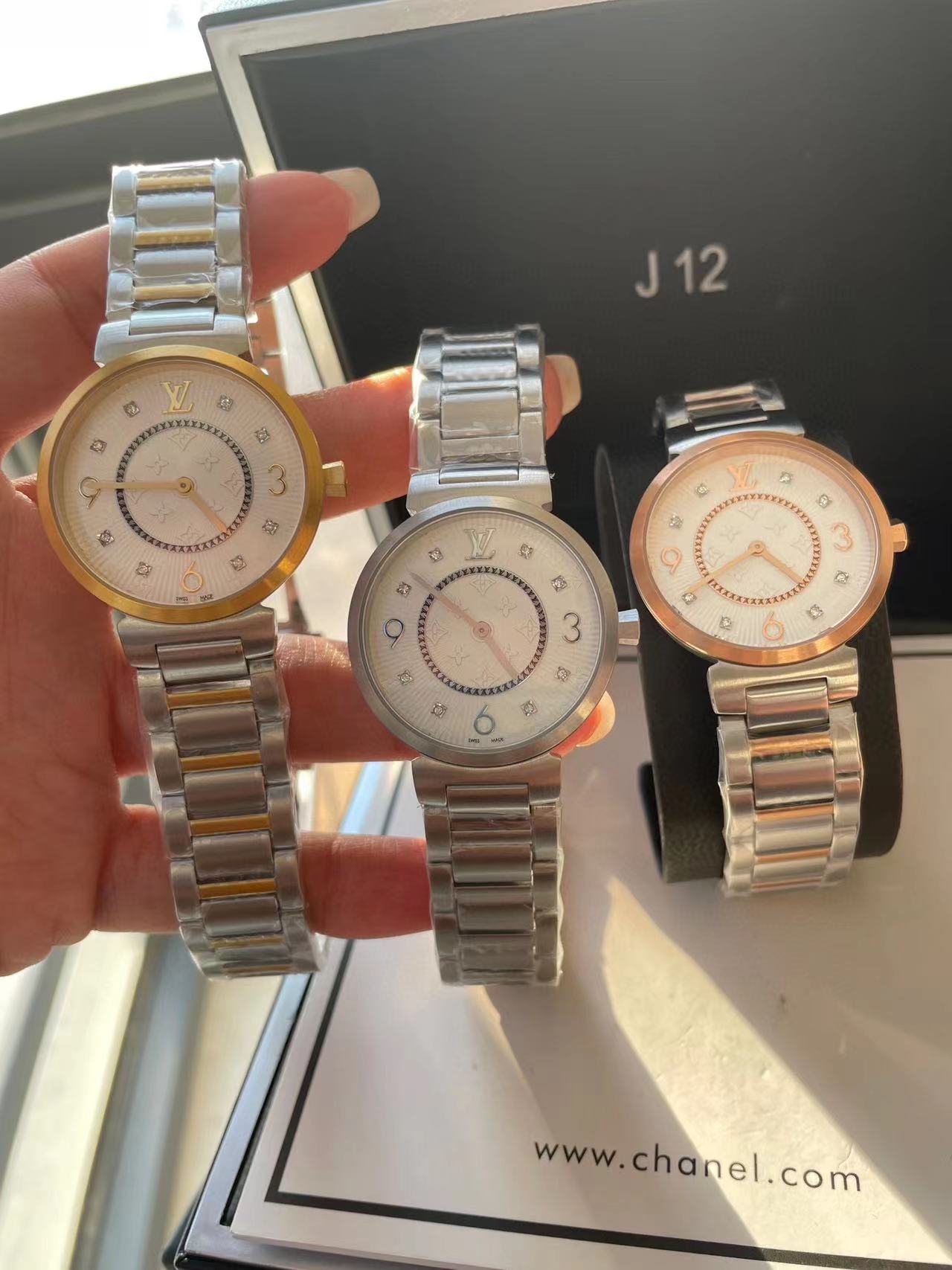 LV ラウンドスチールバンド レディースウォッチ【50％割引+送料無料】