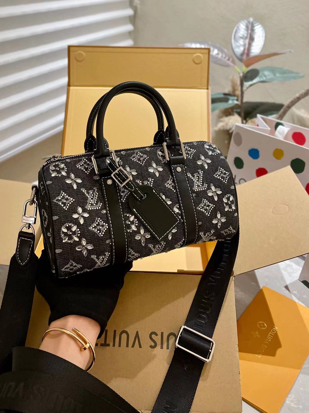 LV keepall xs デニムフルダイヤモンドバッグ【50％割引+送料無料】