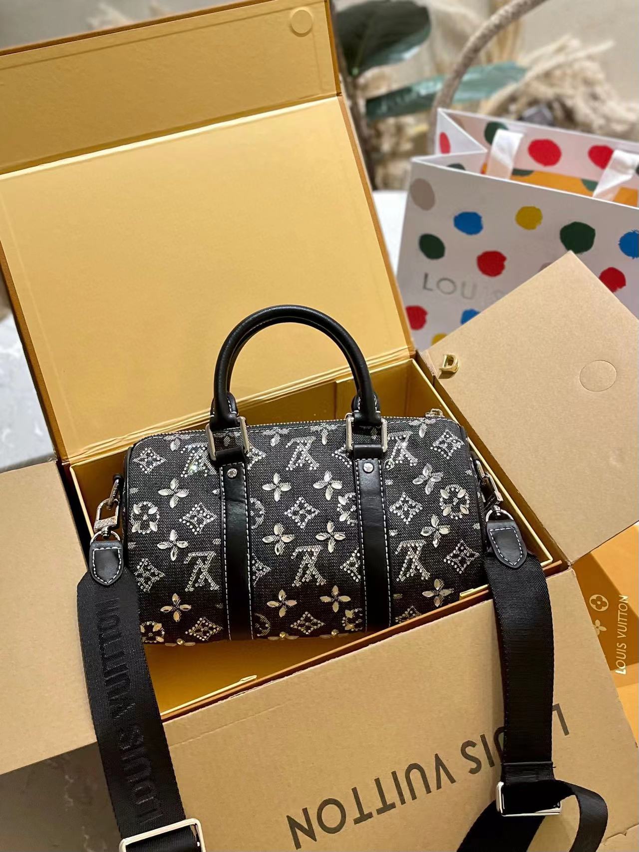 LV keepall xs デニムフルダイヤモンドバッグ【50％割引+送料無料】