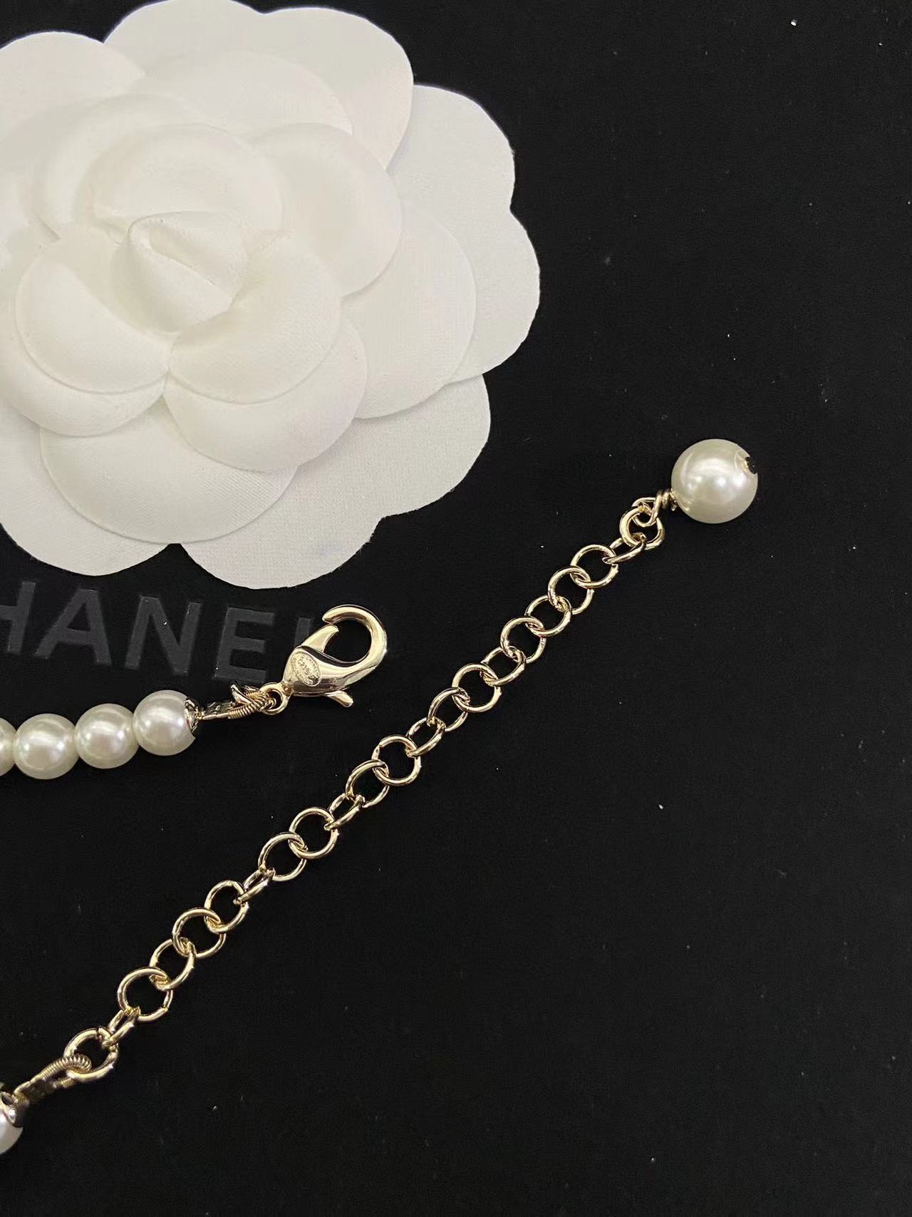 CHANE1 フル ダイヤモンド ダブル C パール セーター チェーン【50％割引+送料無料】