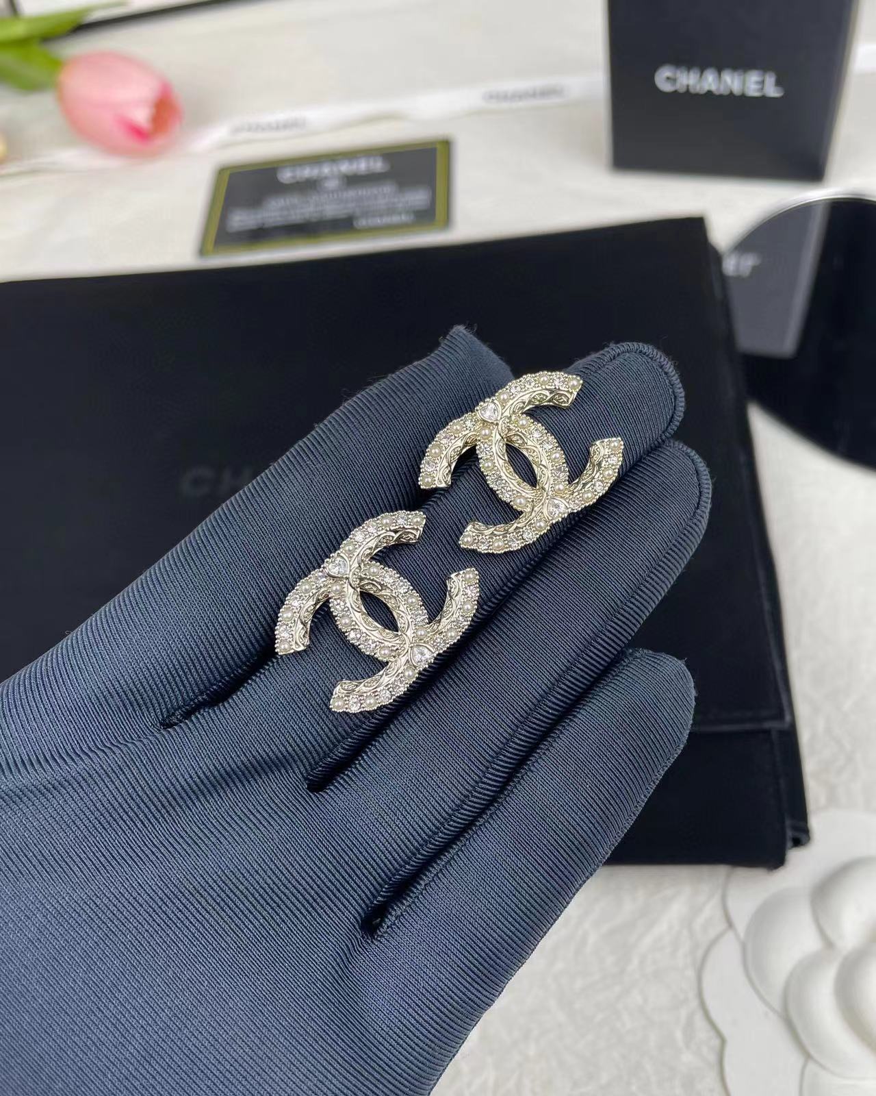 CHANE1 ハート ダイヤモンド パール柄 スタッドピアス【50％割引+送料無料】