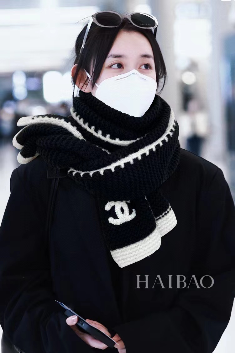 CHANE1 ダブルCロゴ ニットスカーフ【50％割引+送料無料】