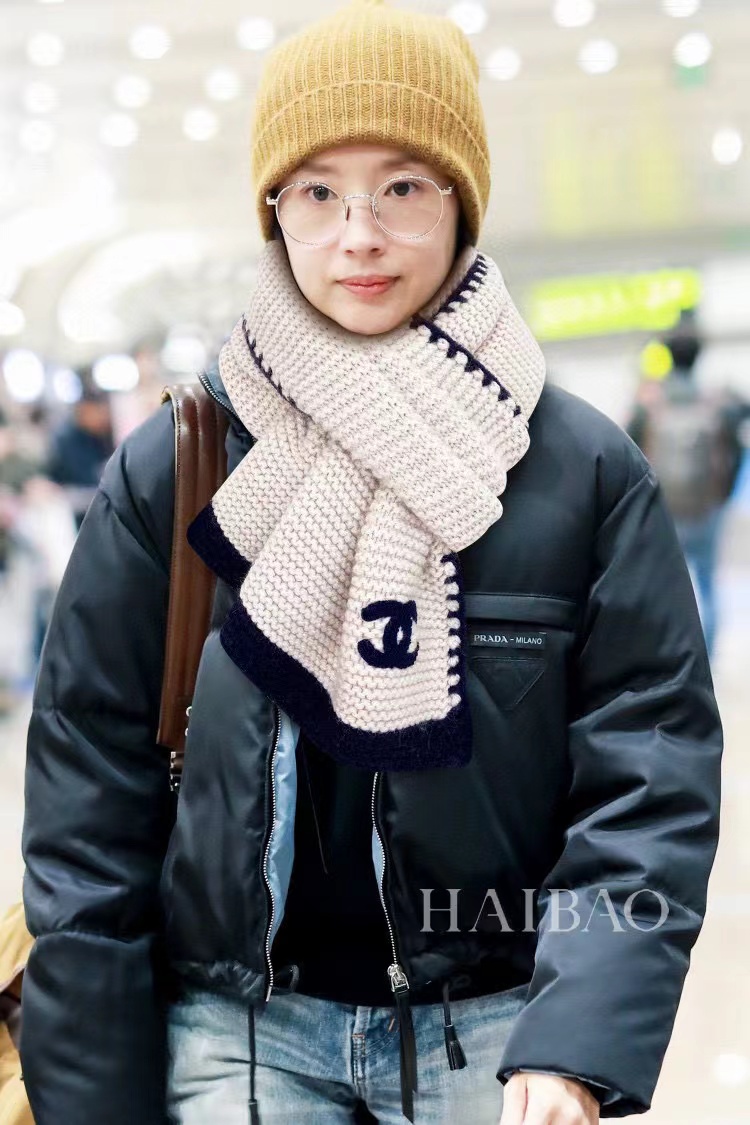 CHANE1 ダブルCロゴ ニットスカーフ【50％割引+送料無料】