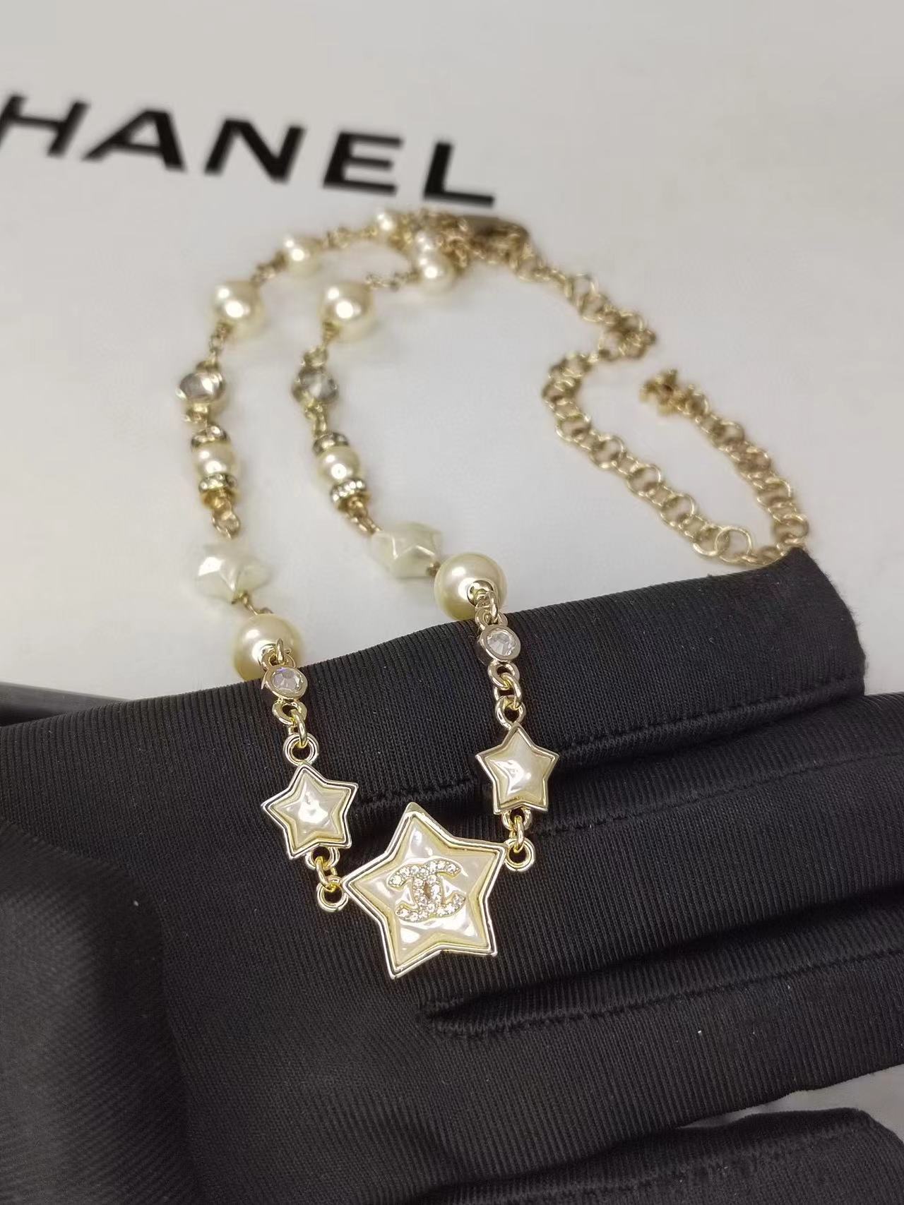 CHANE1 五芒星ダイヤモンドパールネックレス【50％割引+送料無料】