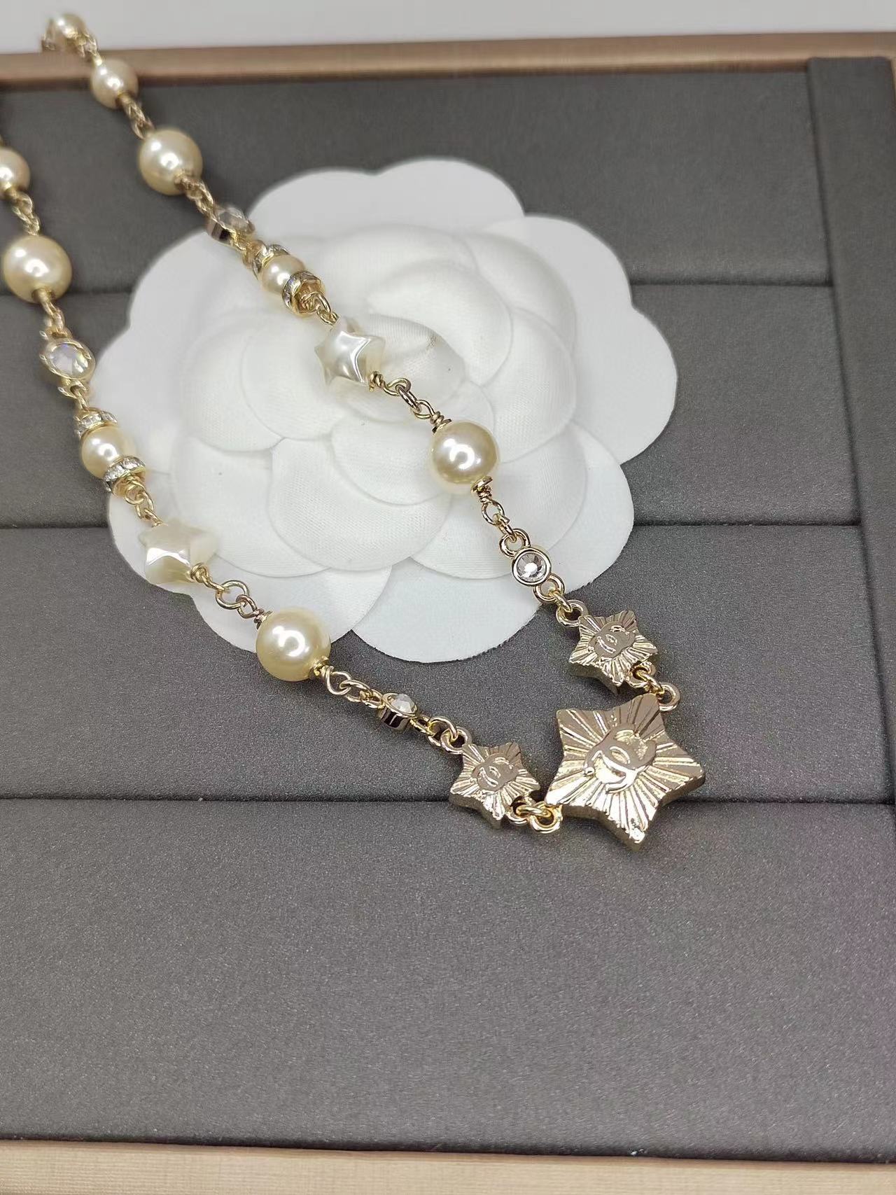 CHANE1 五芒星ダイヤモンドパールネックレス【50％割引+送料無料】