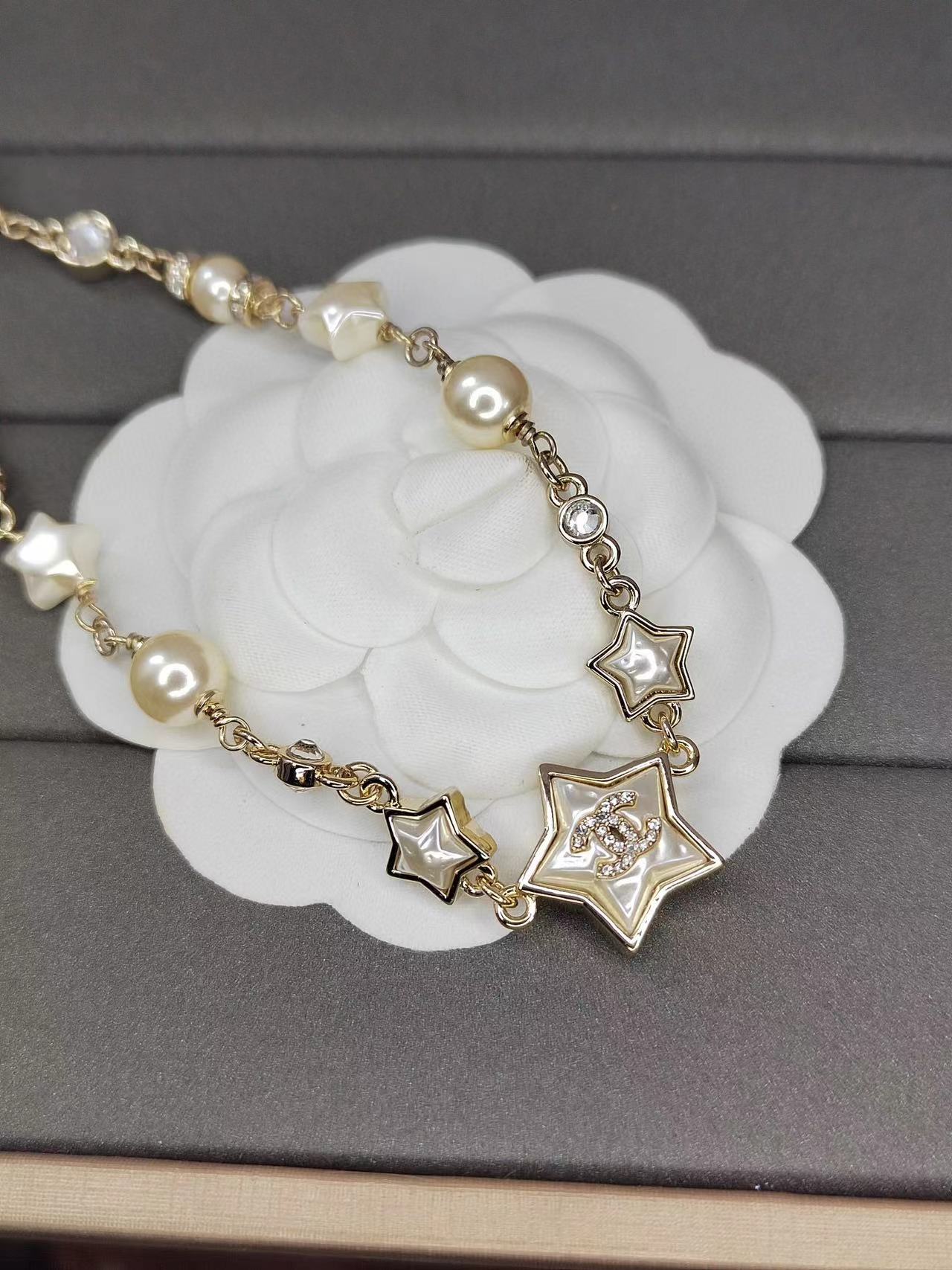 CHANE1 五芒星ダイヤモンドパールネックレス【50％割引+送料無料】