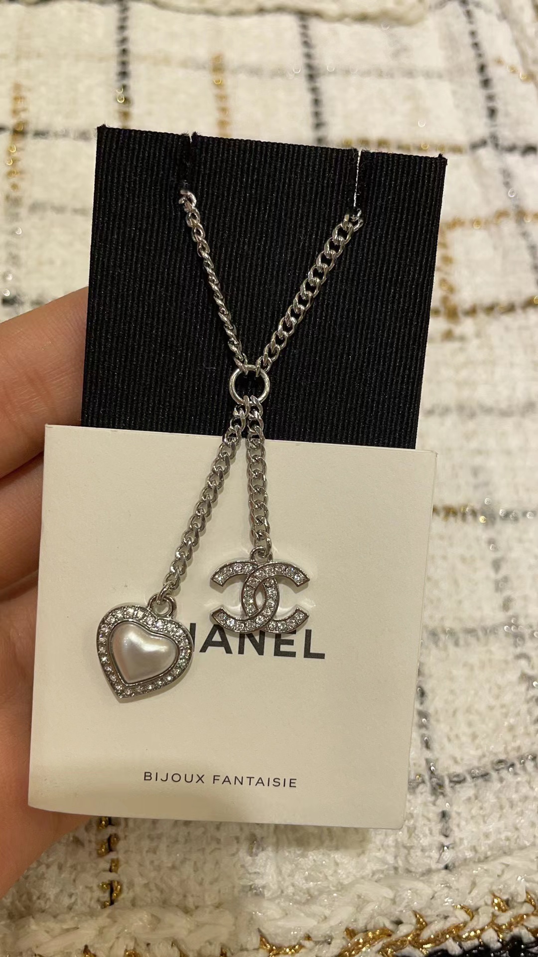 CHANE1 ハート ダブルC ダイヤモンド ネックレス【50％割引+送料無料】