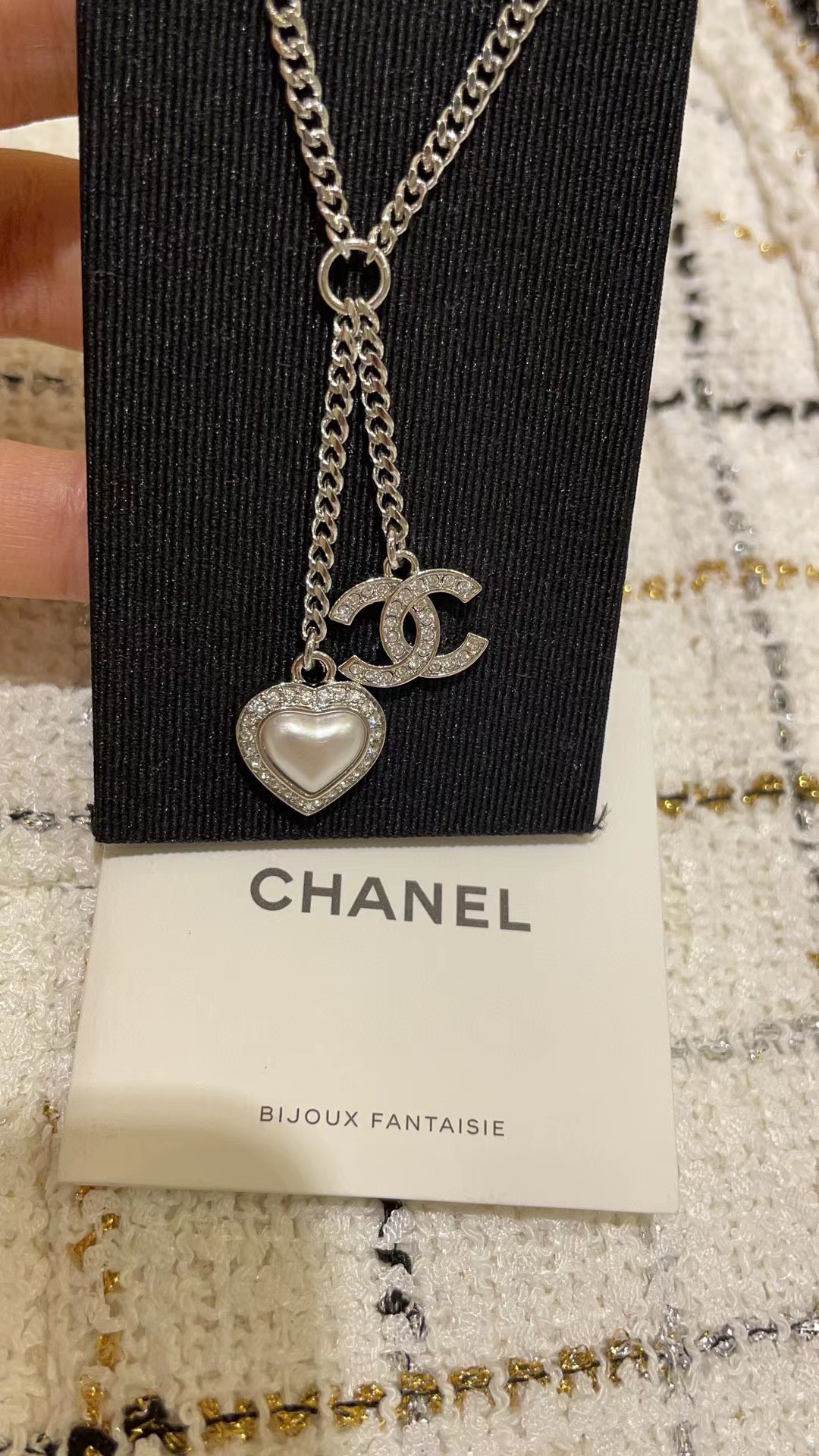 CHANE1 ハート ダブルC ダイヤモンド ネックレス【50％割引+送料無料】