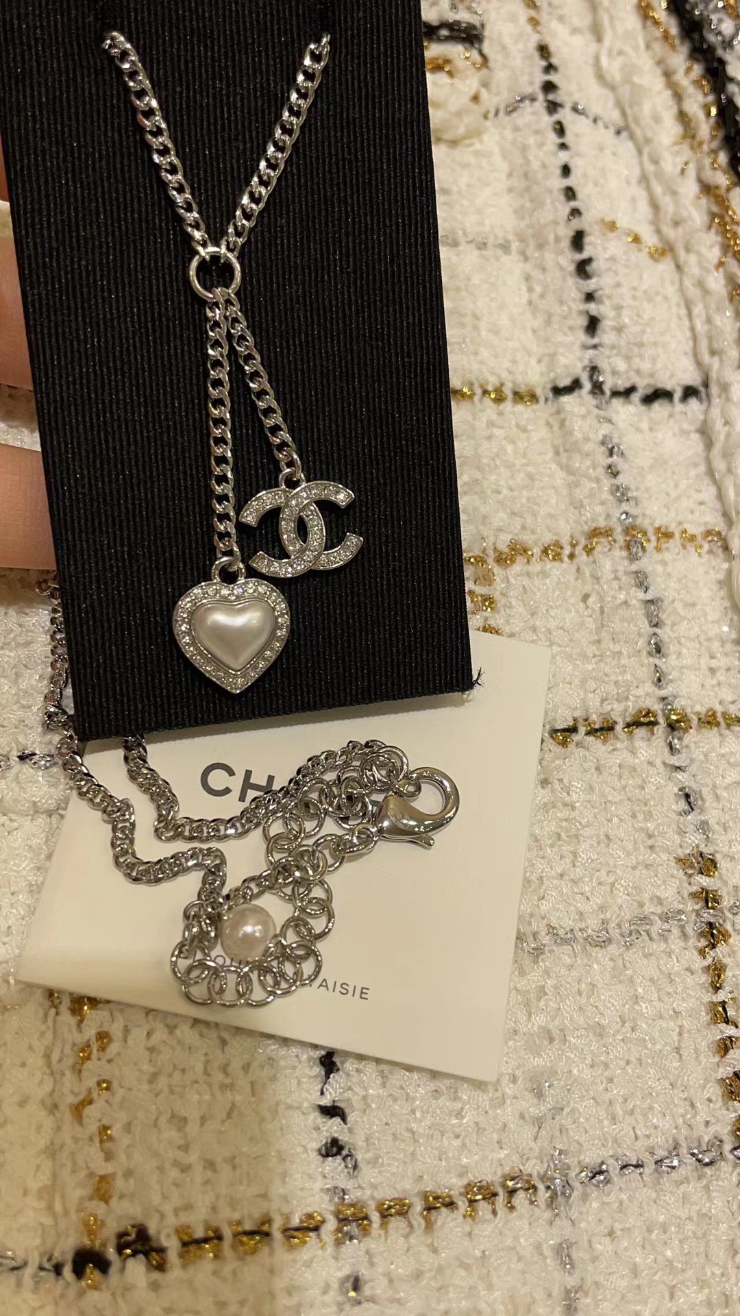 CHANE1 ハート ダブルC ダイヤモンド ネックレス【50％割引+送料無料】