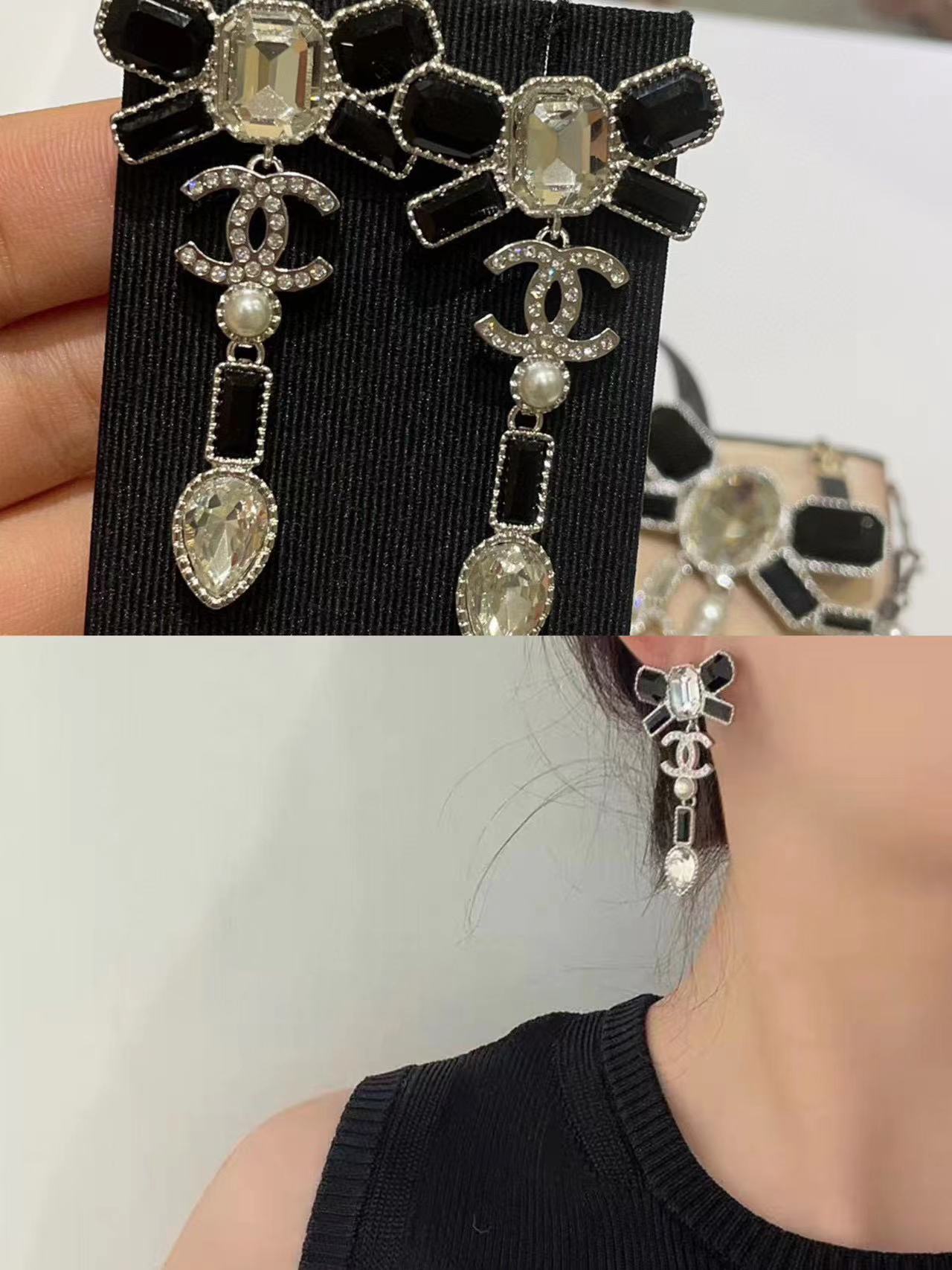 CHANE1 白黒ダブルCパールイヤリング【50％割引+送料無料】