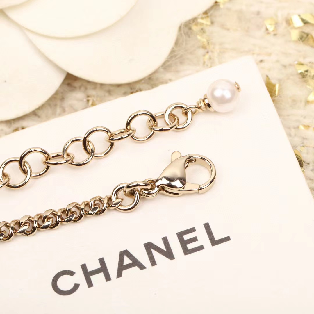 CHANE1 ダブルC 四つ葉クローバー パールネックレス【50％割引+送料無料】
