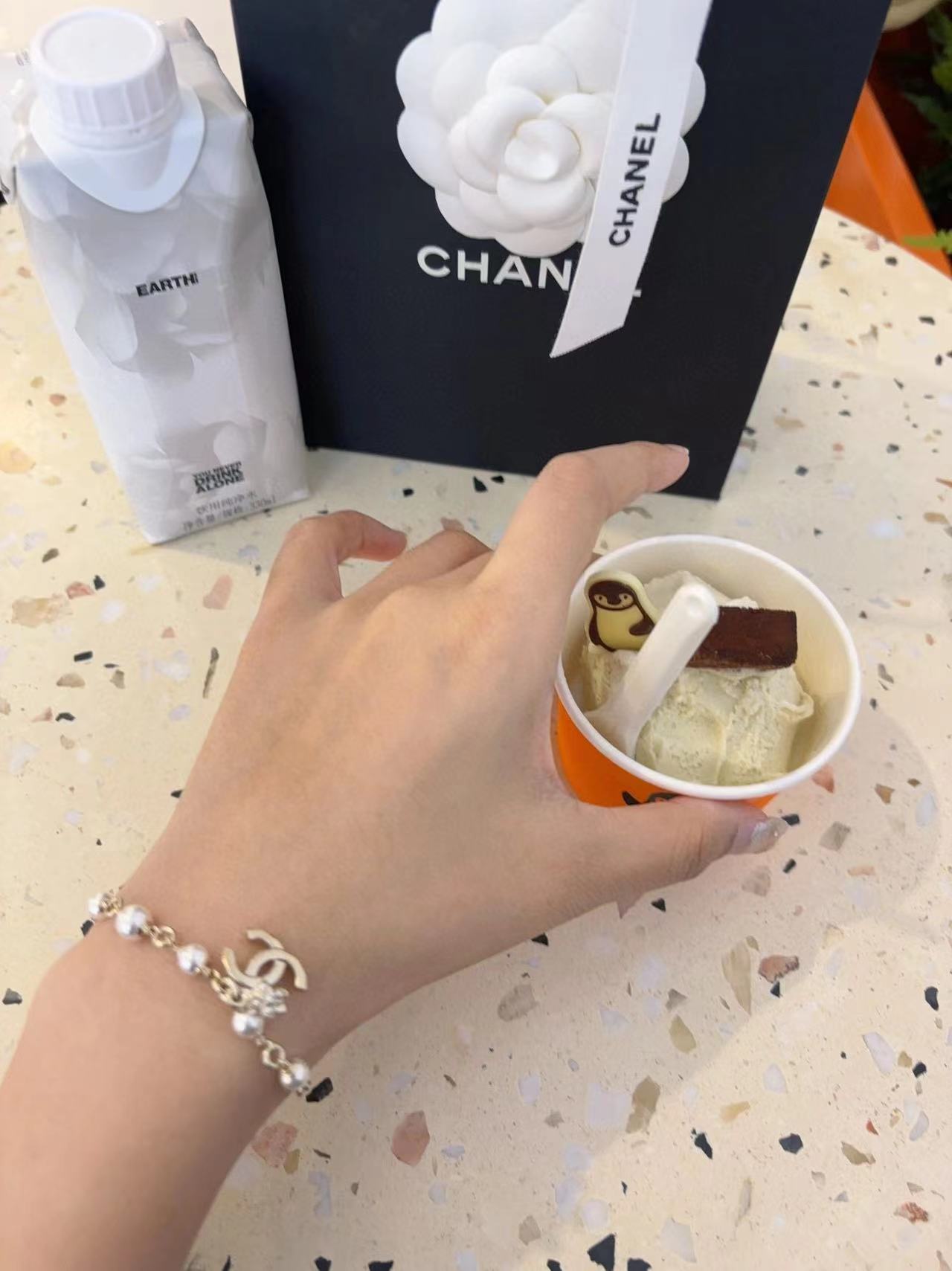 CHANE1 ダブルC 四つ葉クローバー パールネックレス【50％割引+送料無料】