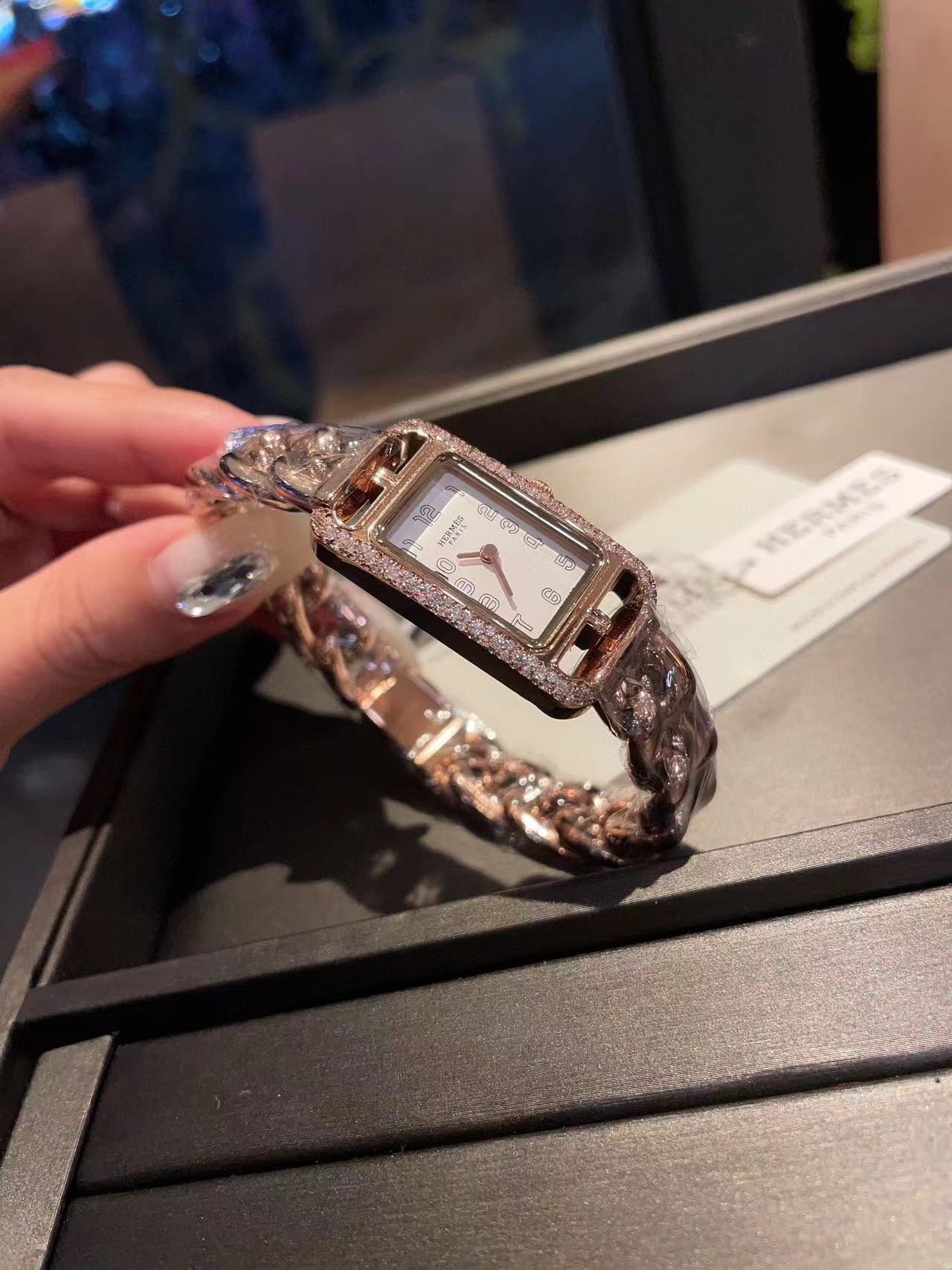 HERME5 スクエア スチールバンド ダイヤモンド レディース 腕時計【50％割引+送料無料】