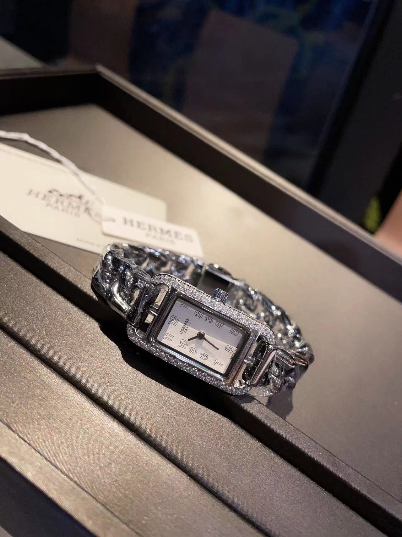 HERME5 スクエア スチールバンド ダイヤモンド レディース 腕時計【50％割引+送料無料】