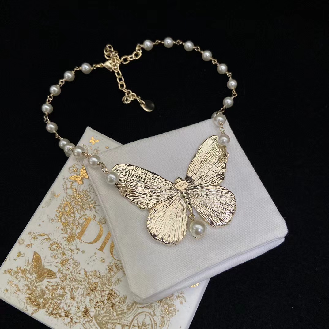 DI0R 大蝶パールショートネックレス【50％割引+送料無料】