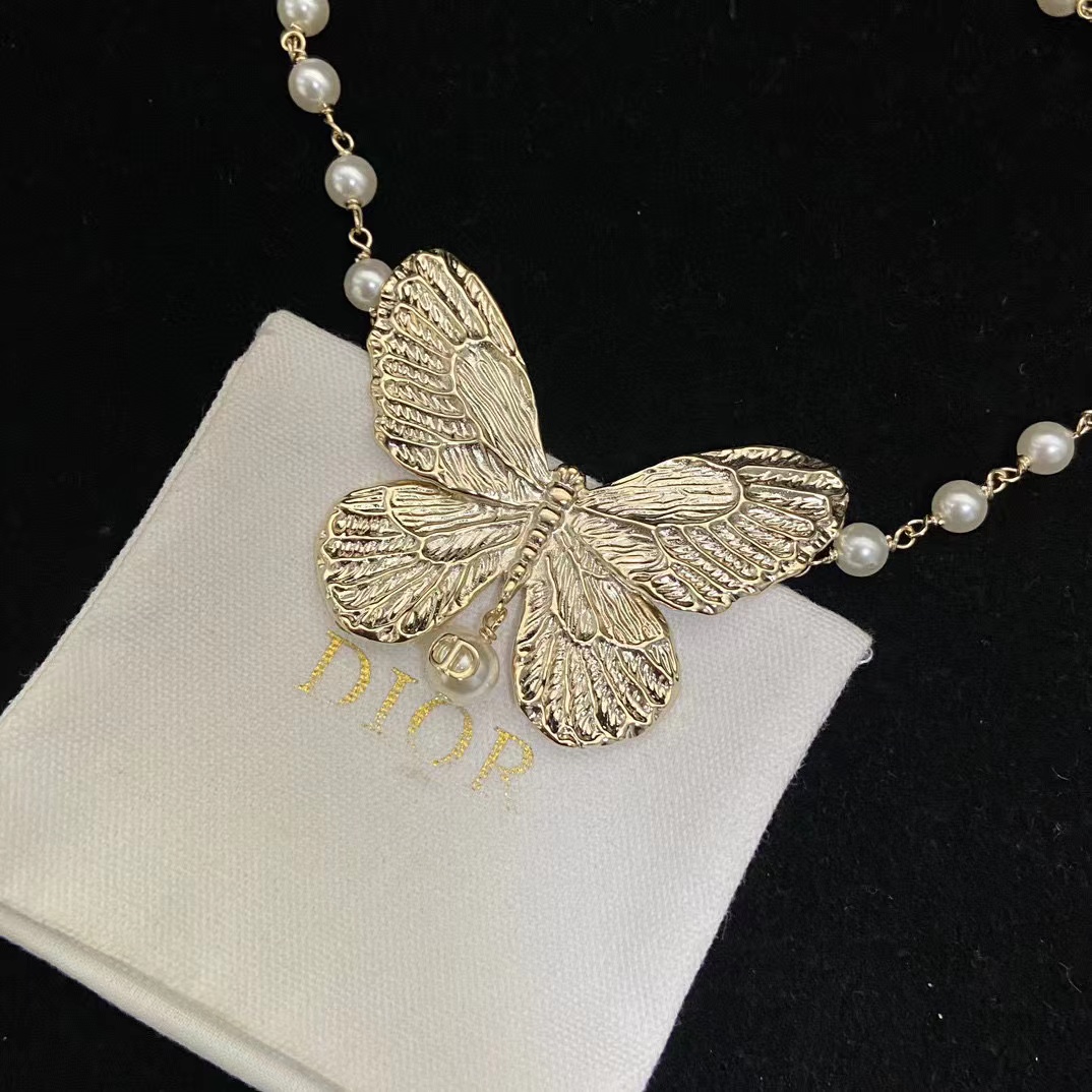 DI0R 大蝶パールショートネックレス【50％割引+送料無料】