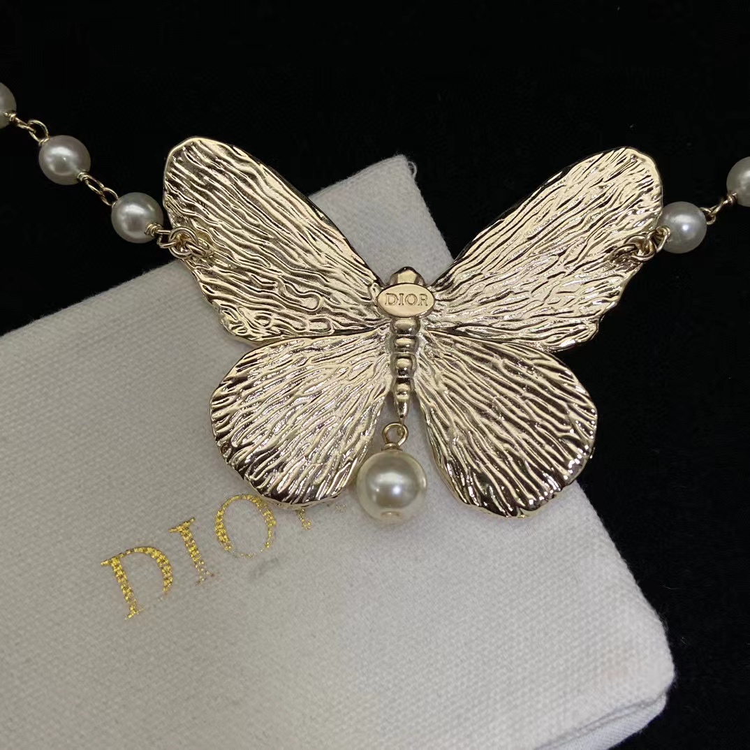 DI0R 大蝶パールショートネックレス【50％割引+送料無料】