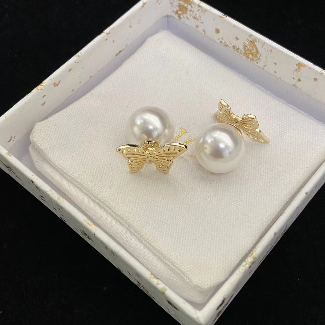 DI0R バタフライパールイヤリング【50％割引+送料無料】