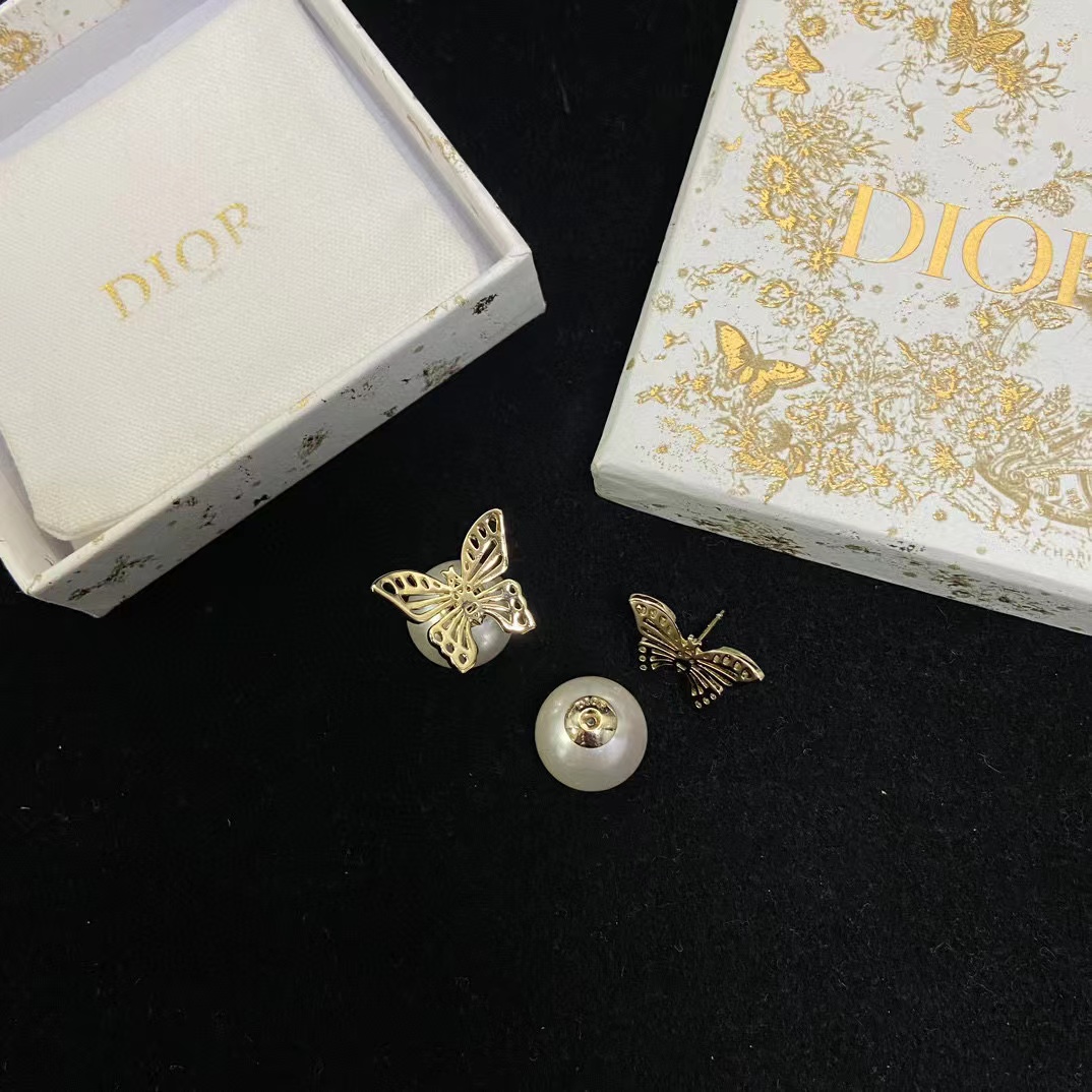 DI0R バタフライパールイヤリング【50％割引+送料無料】