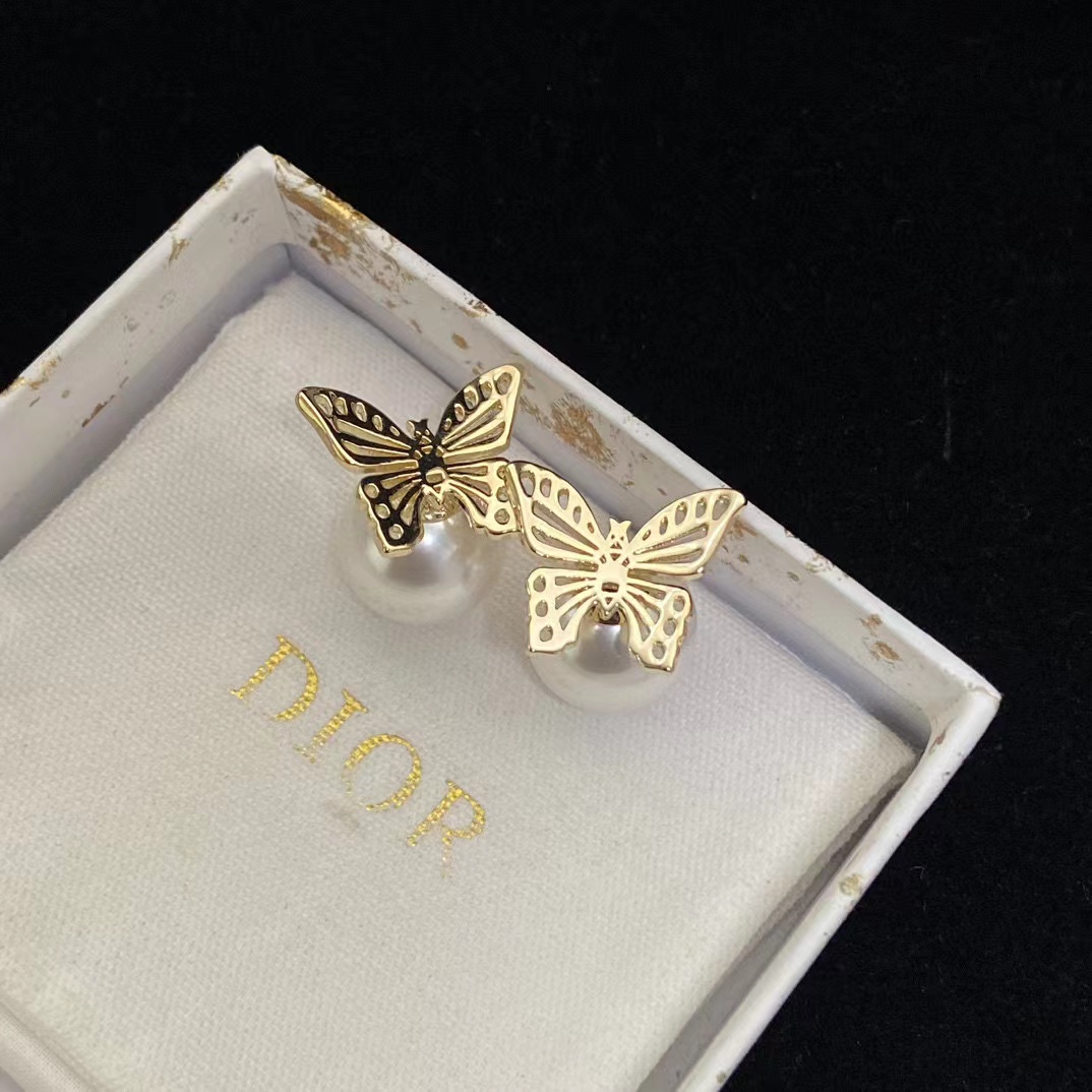 DI0R バタフライパールイヤリング【50％割引+送料無料】