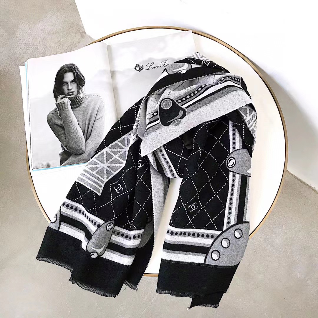 CHANE1 エッフェル塔 カシミア スカーフ【50％割引+送料無料】