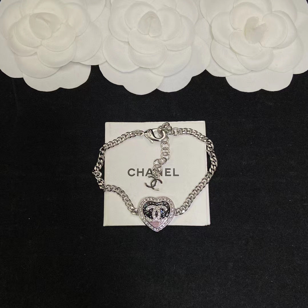 CHANE1 ピンクとブラックのカラー ダイヤモンド ハート スタッド ピアス/ブレスレット/ネックレス【50％割引+送料無料】