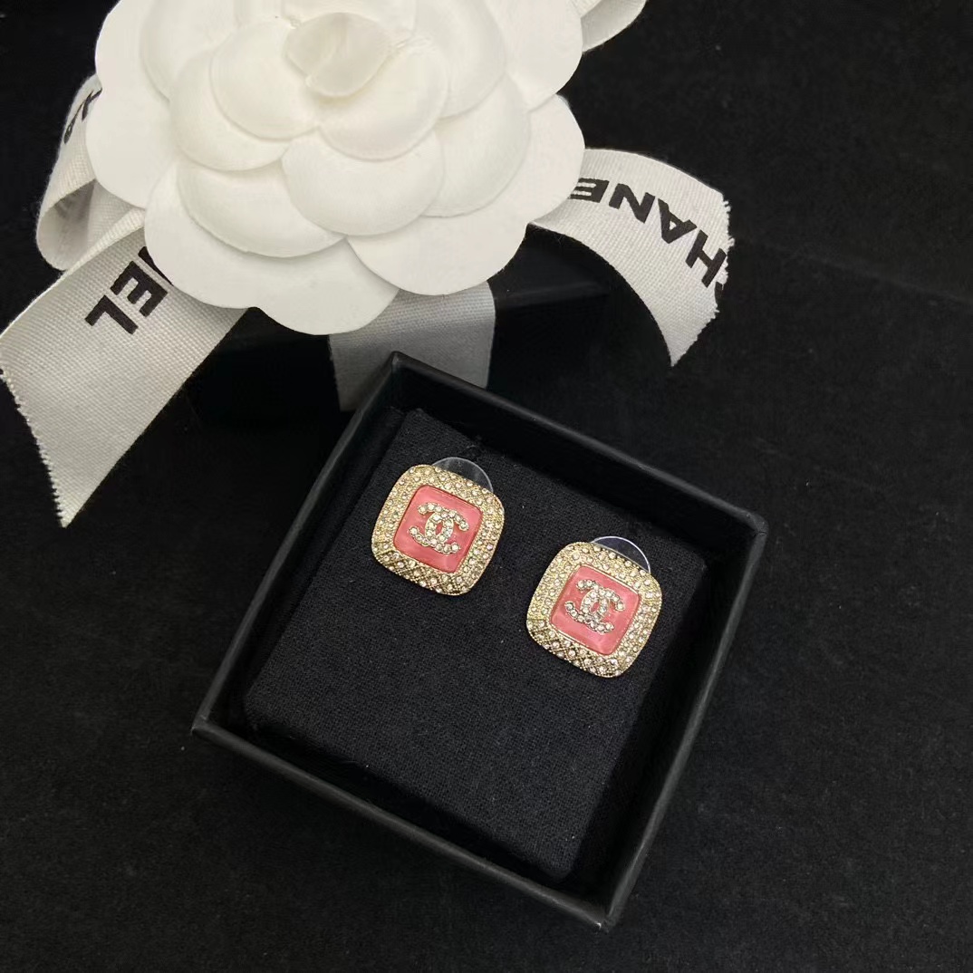 CHANE1 ダブルC スクエア イヤリング【50％割引+送料無料】